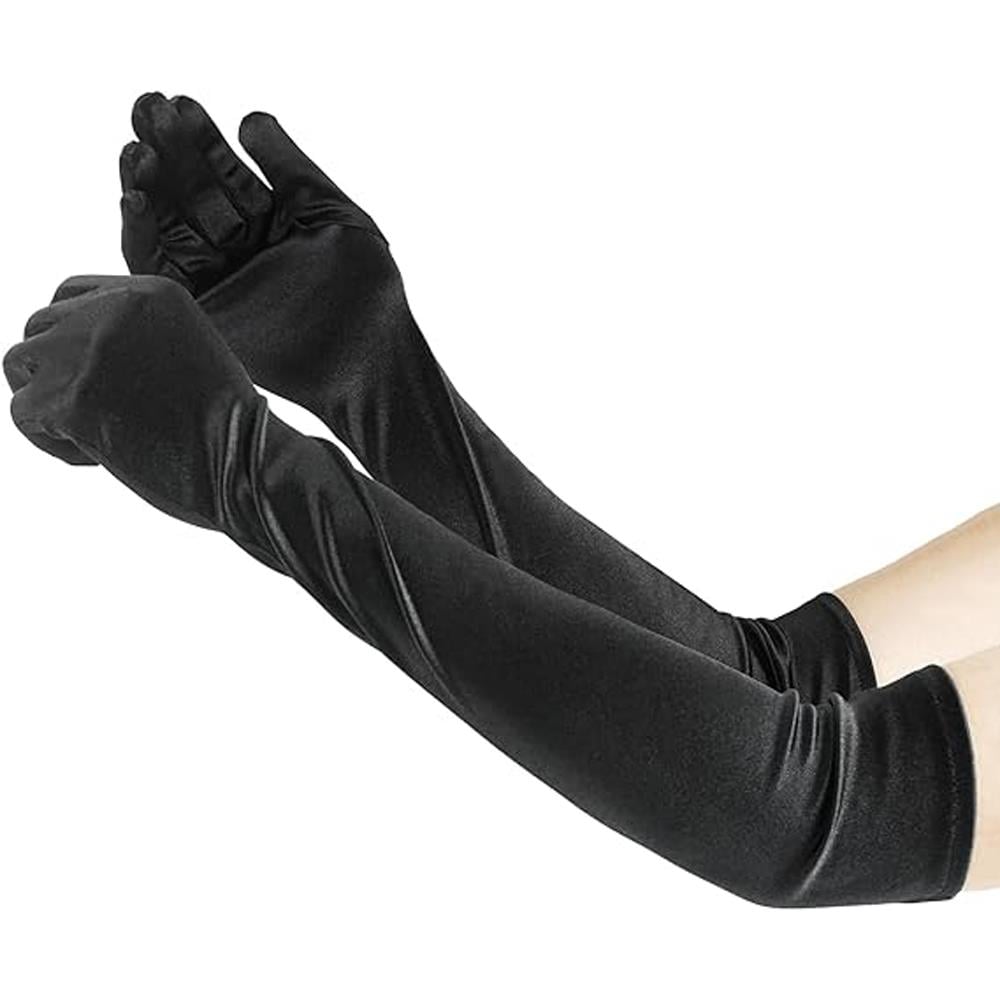 Saten Eldiven Uzun Siyah Eldivenler Saten Eldiven Uzun Siyah - KostümPartim®