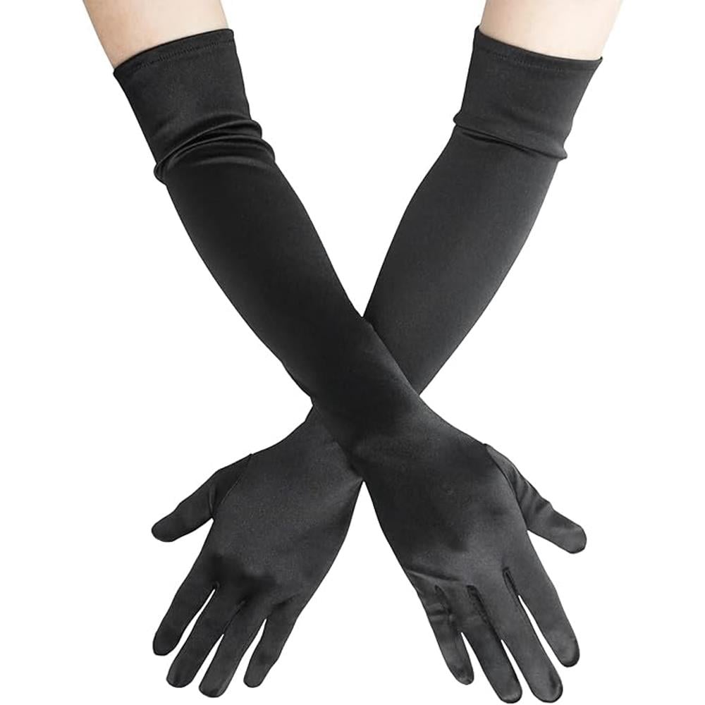 Saten Eldiven Uzun Siyah Eldivenler Saten Eldiven Uzun Siyah - KostümPartim®