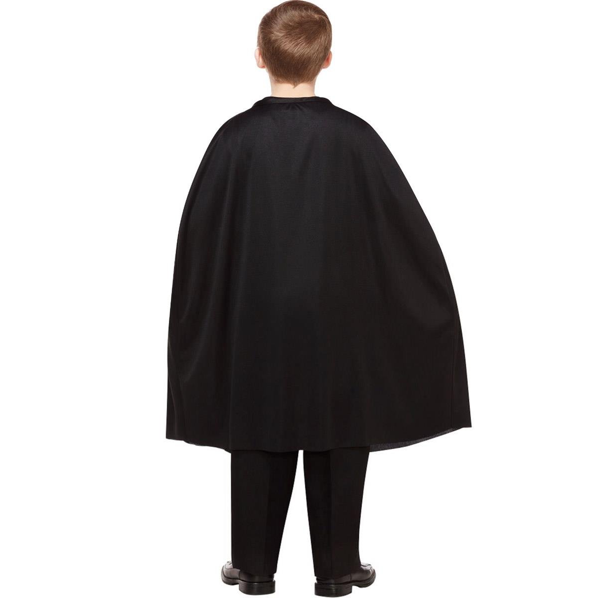 Siyah Saten Pelerin 100cm Yakasız Çocuk Cadı Pelerini Pelerinler Vampir Pelerini Çocuk Siyah Saten 100cm Yakasız - KostümPartim®