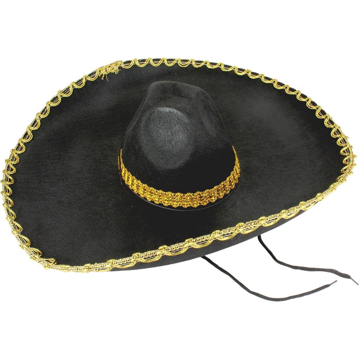 Sombrero Meksika Şapkası Yetişkin Siyah 50 cm Altın Şeritli Mariachi Şapka Şapkalar KostümPartim® | Sombrero Meksika Şapkası Yetişkin Siyah 50 cm | Altın Şeritli Mariachi Şapka