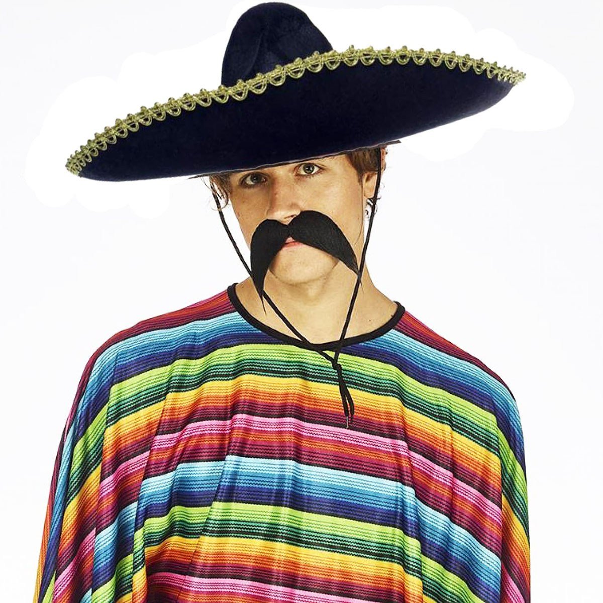 Sombrero Meksika Şapkası Yetişkin Siyah 50 cm Altın Şeritli Mariachi Şapka Şapkalar KostümPartim® | Sombrero Meksika Şapkası Yetişkin Siyah 50 cm | Altın Şeritli Mariachi Şapka