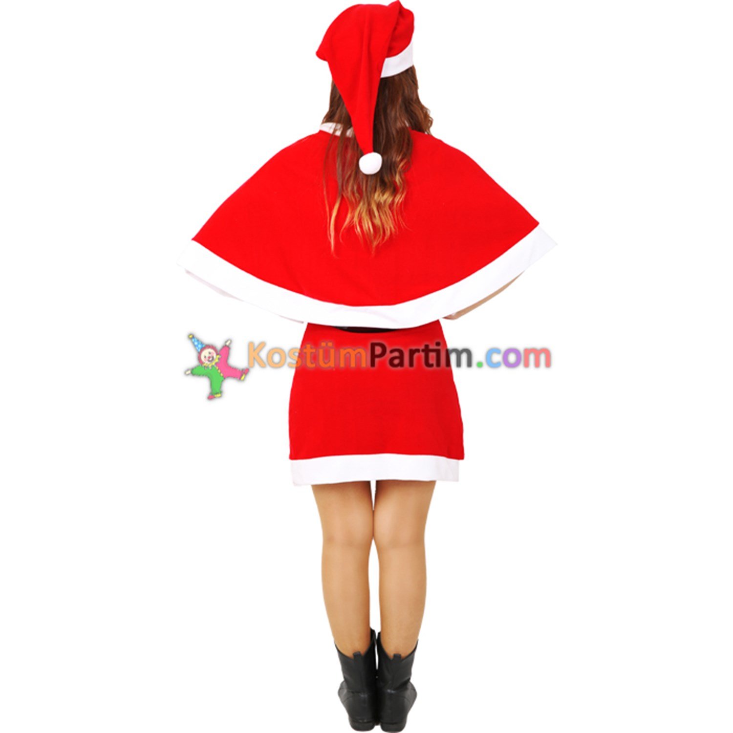 Straplez Noel Anne Kostümü Polar Yılbaşı ElbisesiNoel Anne Kostümleri