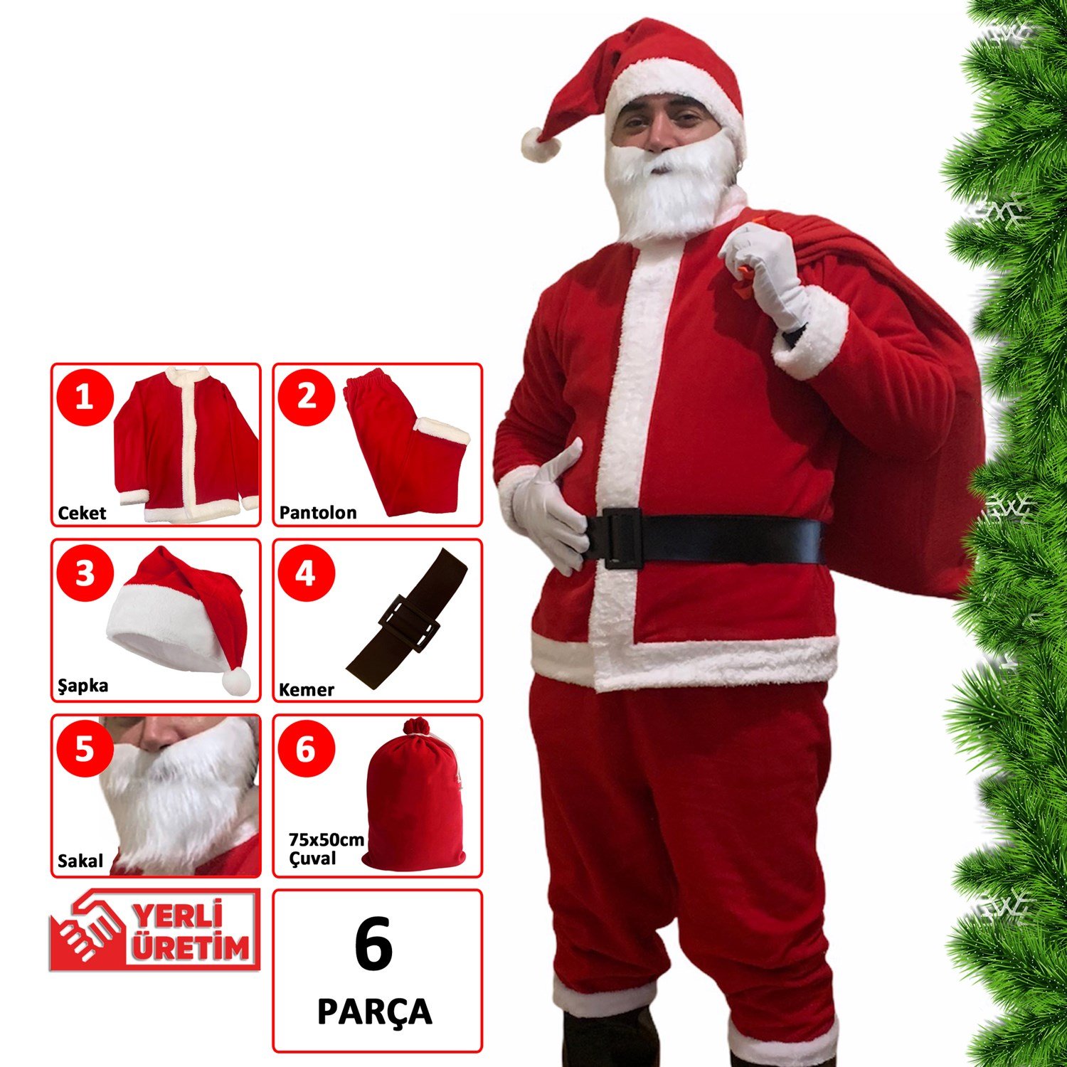Yetişkin Noel Baba Kostümü + Çuval Noel Baba Kostümleri KostümPartim ★ Yetişkin Noel Baba Kostümü ve Yılbaşı Hediye Dağıtım Çuvalı / Noel Baba Kostümleri