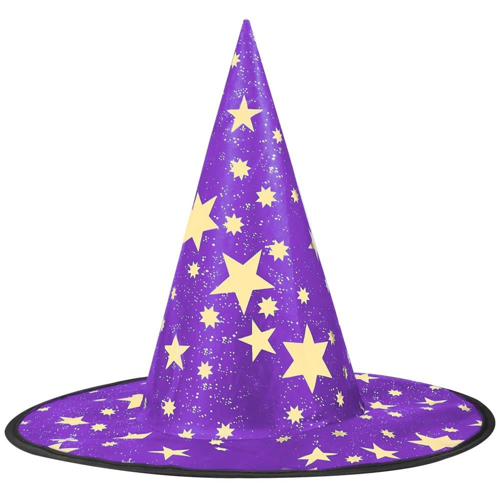 Yıldızlı baskılı Cadı Şapkası Mor Şapkalar Yıldızlı Cadı Şapkası Mor - KostümPartim®