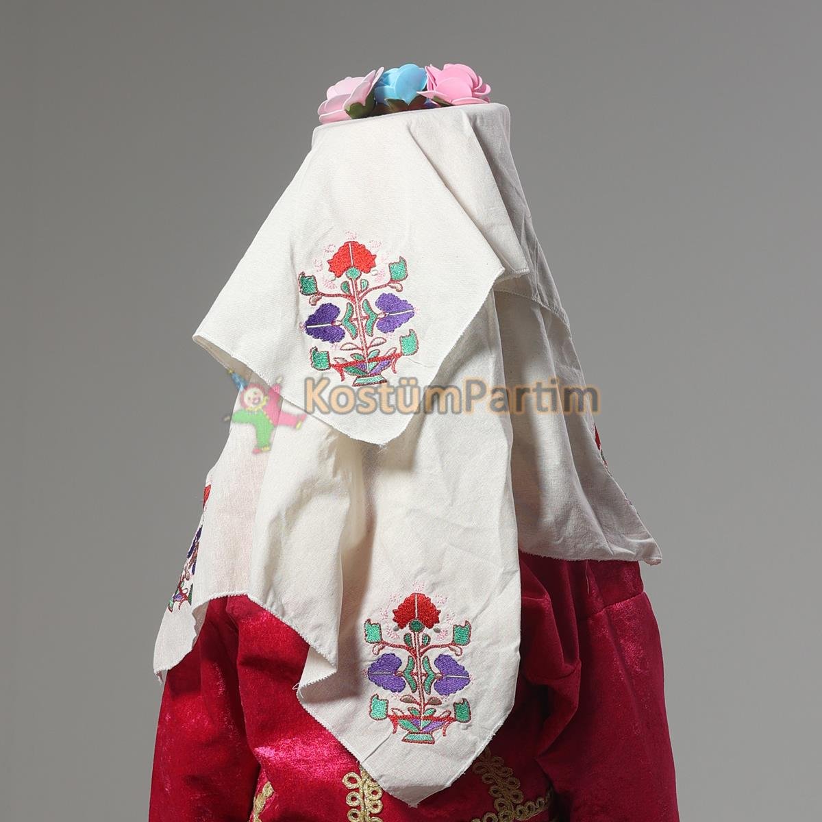 Zeybek Kostüm Başlığı Kız Fesi Çiçekli Başlık Şapkalar Zeybek Kostüm Başlığı Kız Fesi Çiçekli Başlık - KostümPartim®