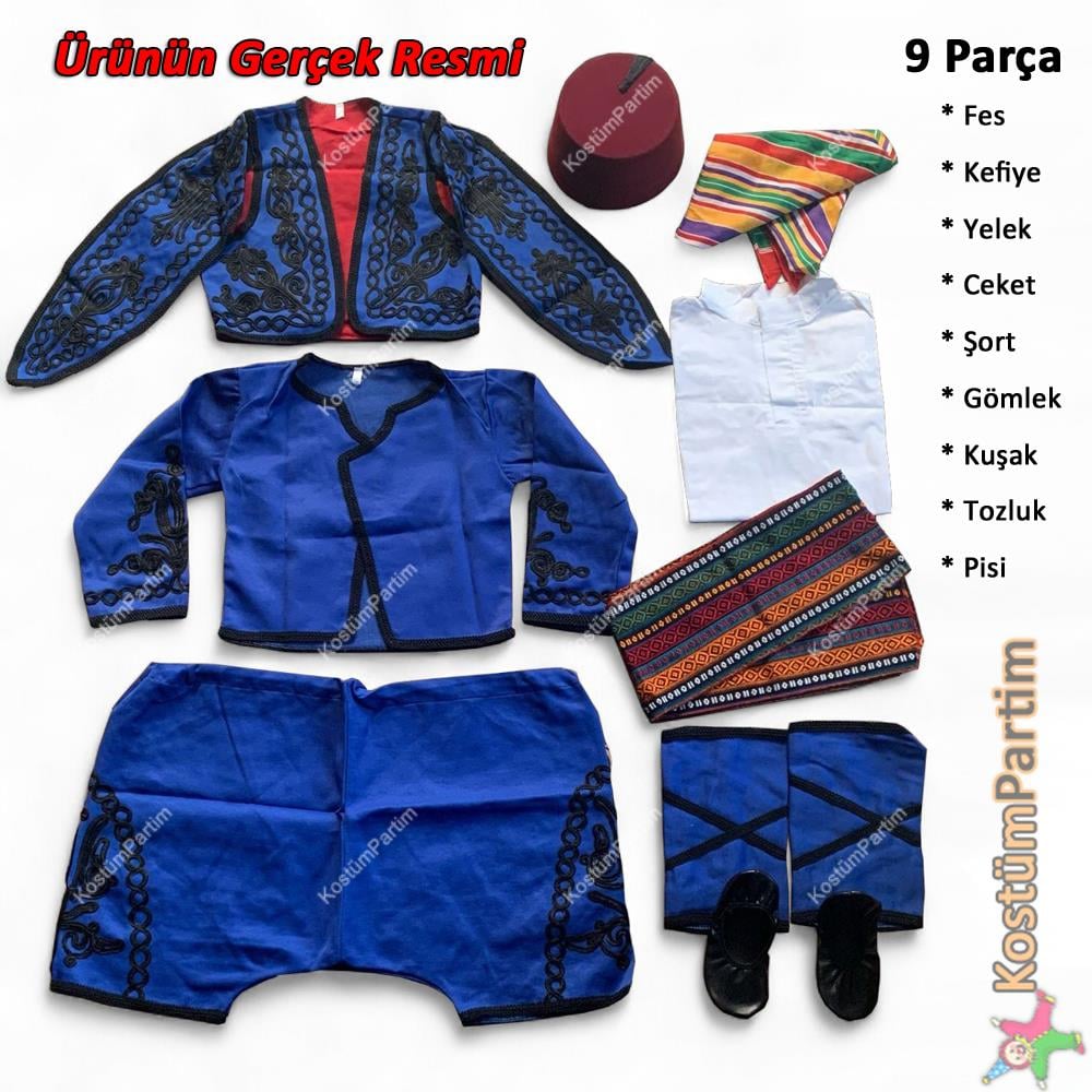 Zeybek Kostümü Erkek Çocuk Ege Yöresi Efe Kıyafeti Yöresel Kostümler ve Folklör Zeybek Kostümü Erkek Çocuk Ege Yöresi Efe Kıyafeti - KostümPartim®