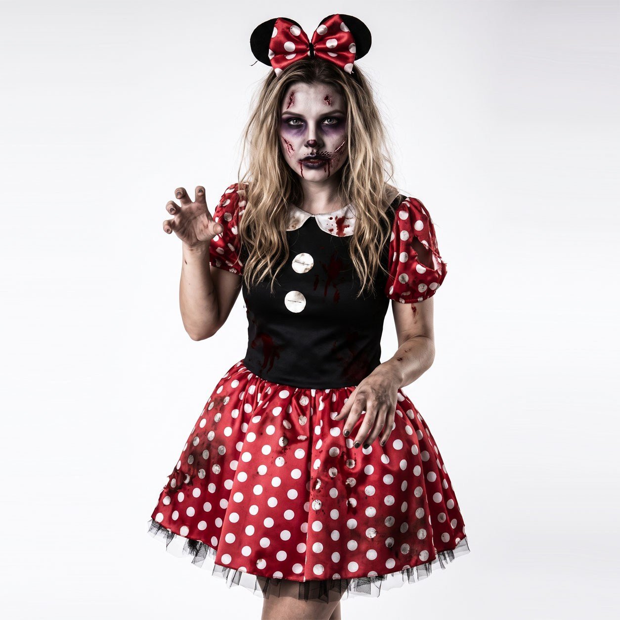 Zombie Mouse Kırmızı Halloween Kadın Kostümü Yetişkin Bayan Kostümleri KostümPartim® | Zombie Mouse Kırmızı Kadın Kostümü | Halloween Kostümü
