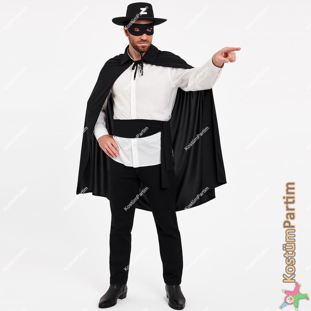 Zorro Aksesuar Seti Pelerin, Maske, Şapka Yetişkin Aksesuar Setleri Zorro Aksesuar Seti Pelerin, Maske, Şapka Yetişkin - KostümPartim®