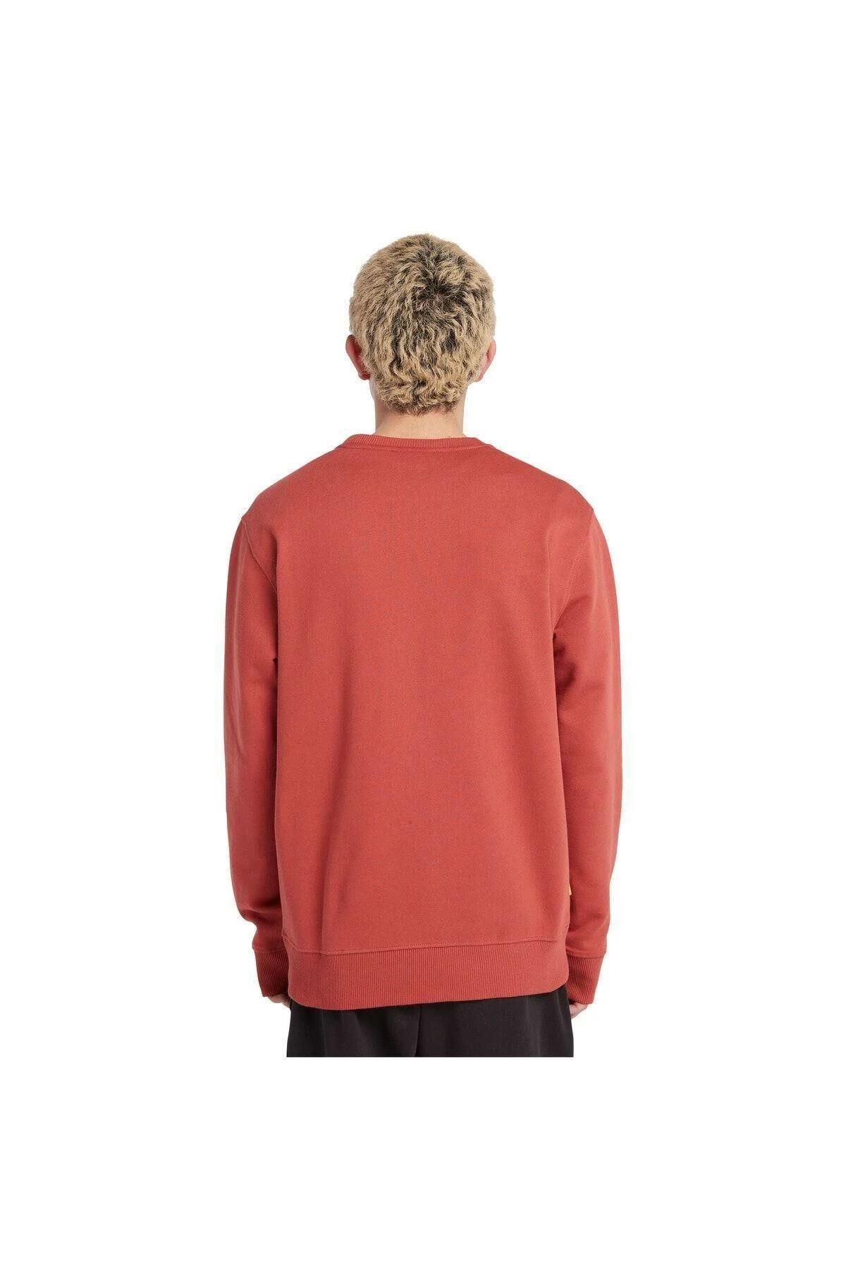 Timberland Small Logo Print Crew Neck Erkek Sweatshirt Chili Oil