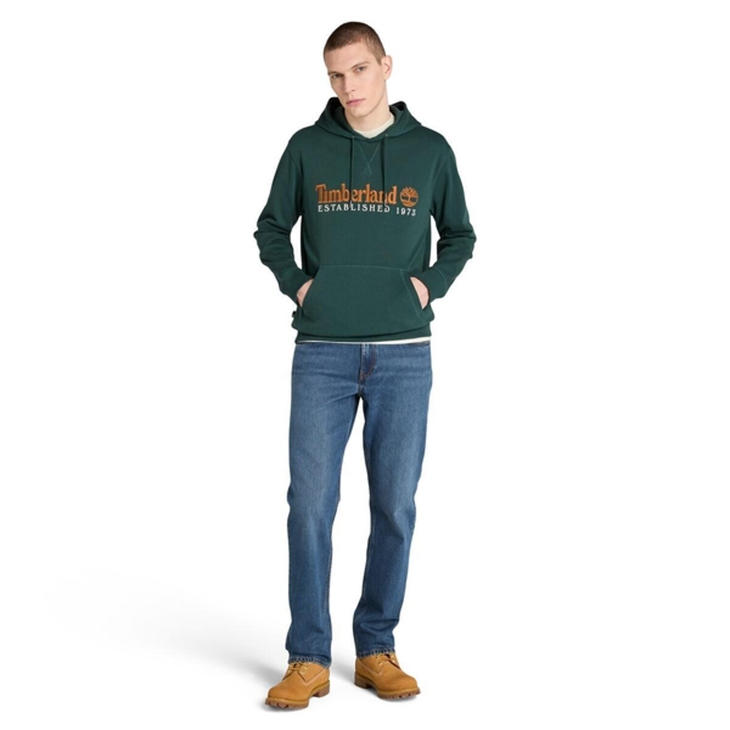 Timberland Established 1973 Logo Erkek Sweatshirt Koyu Yeşil