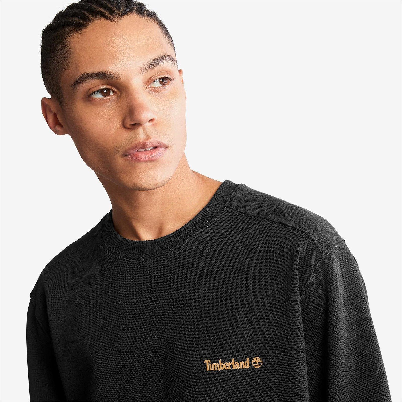 Timberland Small Logo Print Crew Neck Erkek Sweatshirt Siyah