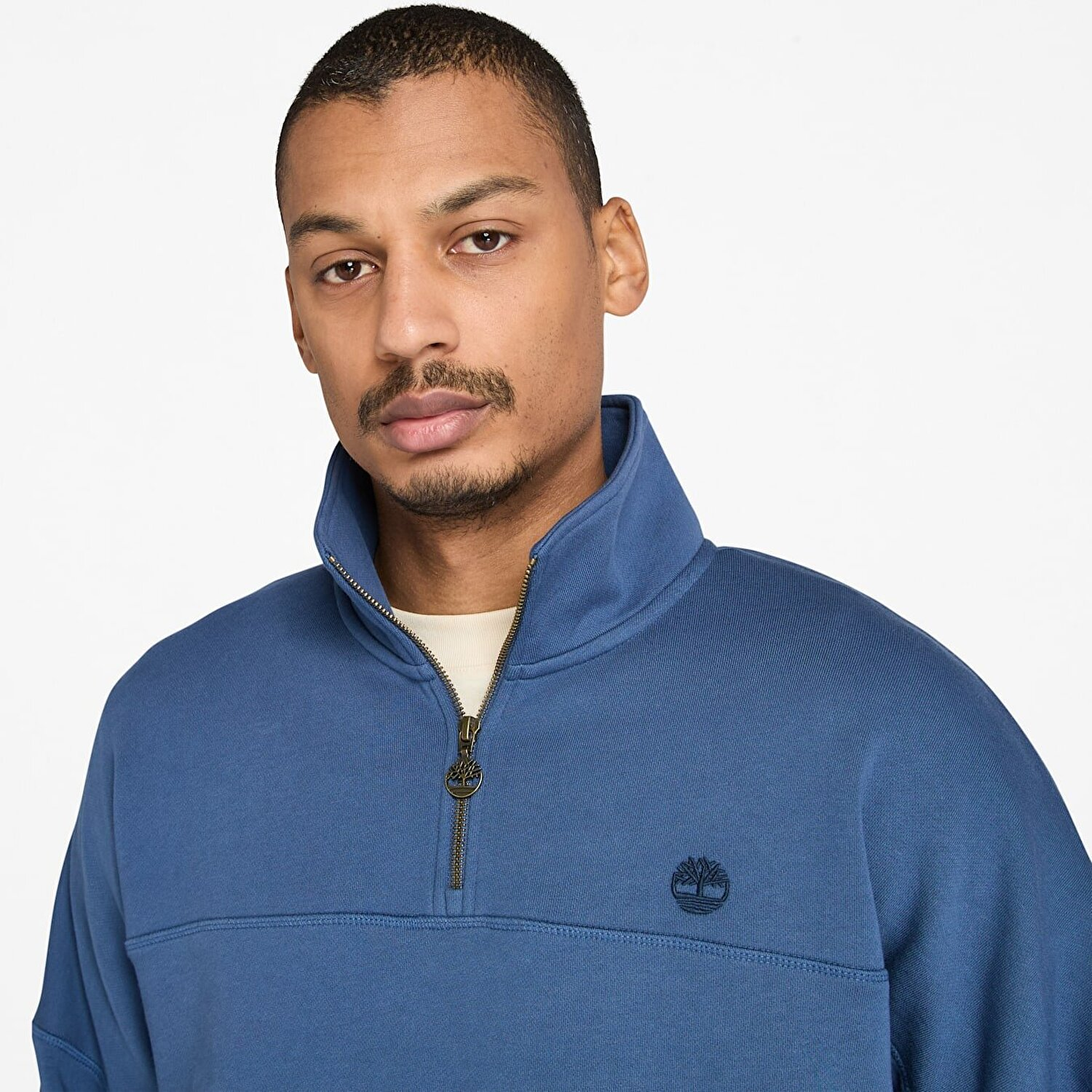 Timberland Çeyrek Fermuarlı Erkek Sweatshirt Mavi