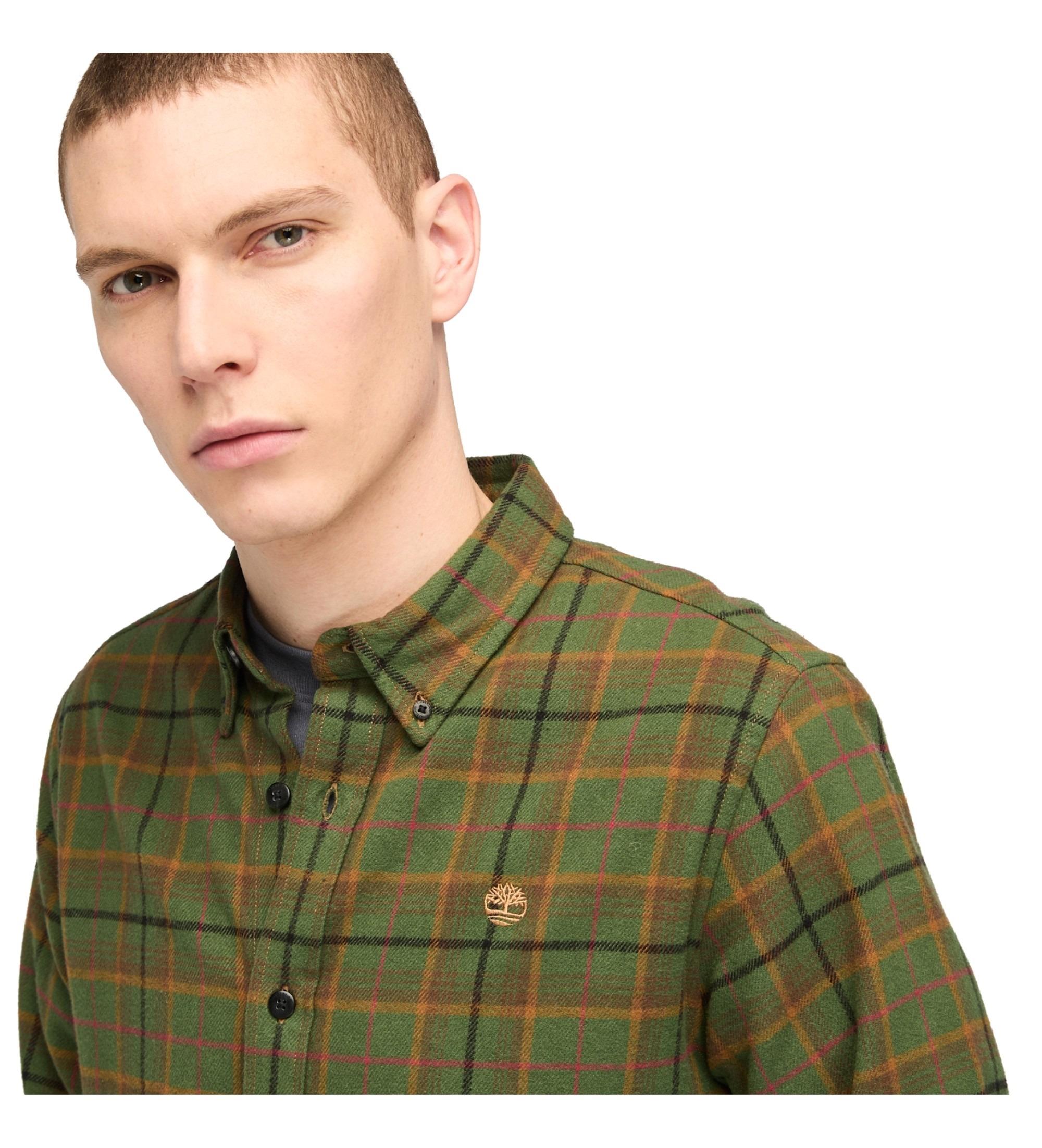 Timberland Midweight Flannel Check Erkek Gömlek Dark Wheat Boot