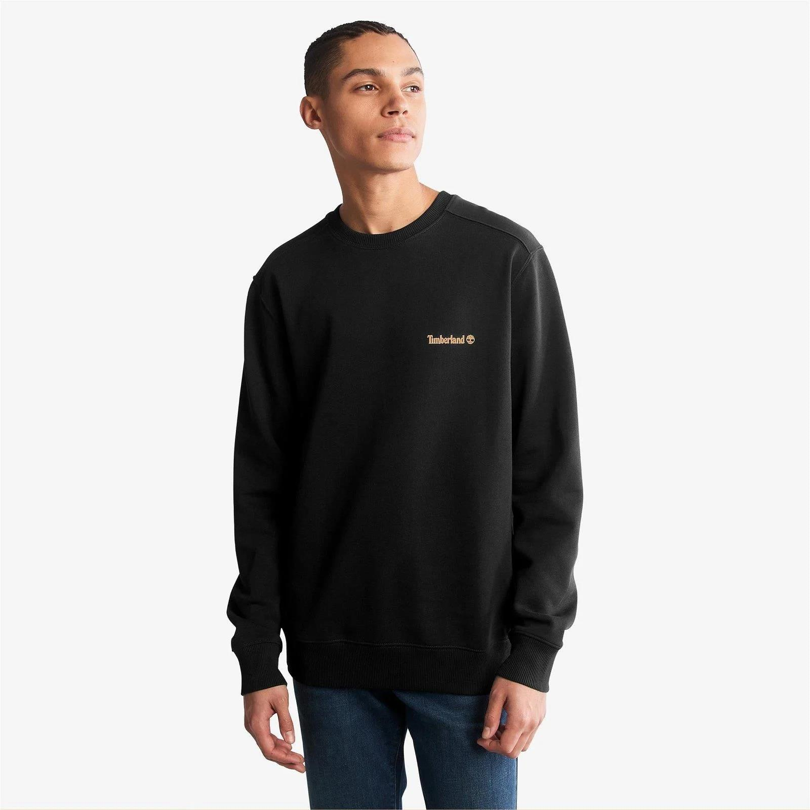 Timberland Small Logo Print Crew Neck Erkek Sweatshirt Siyah