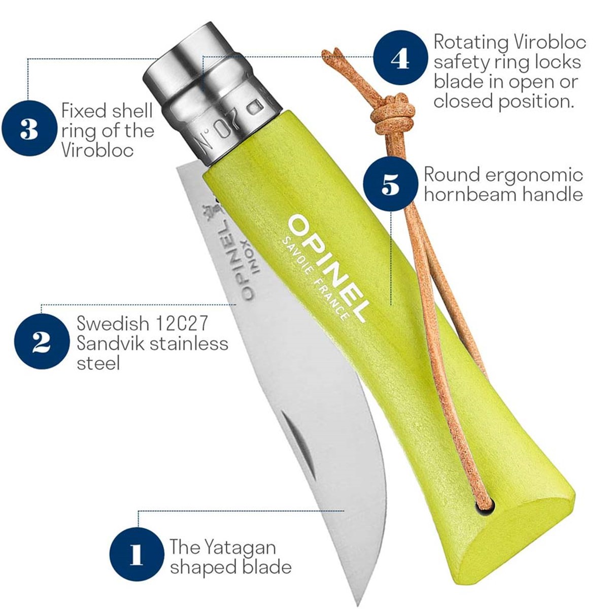 Opinel Inox Trekking 7 No Paslanmaz Çelik Çakı (A. Yeşil)