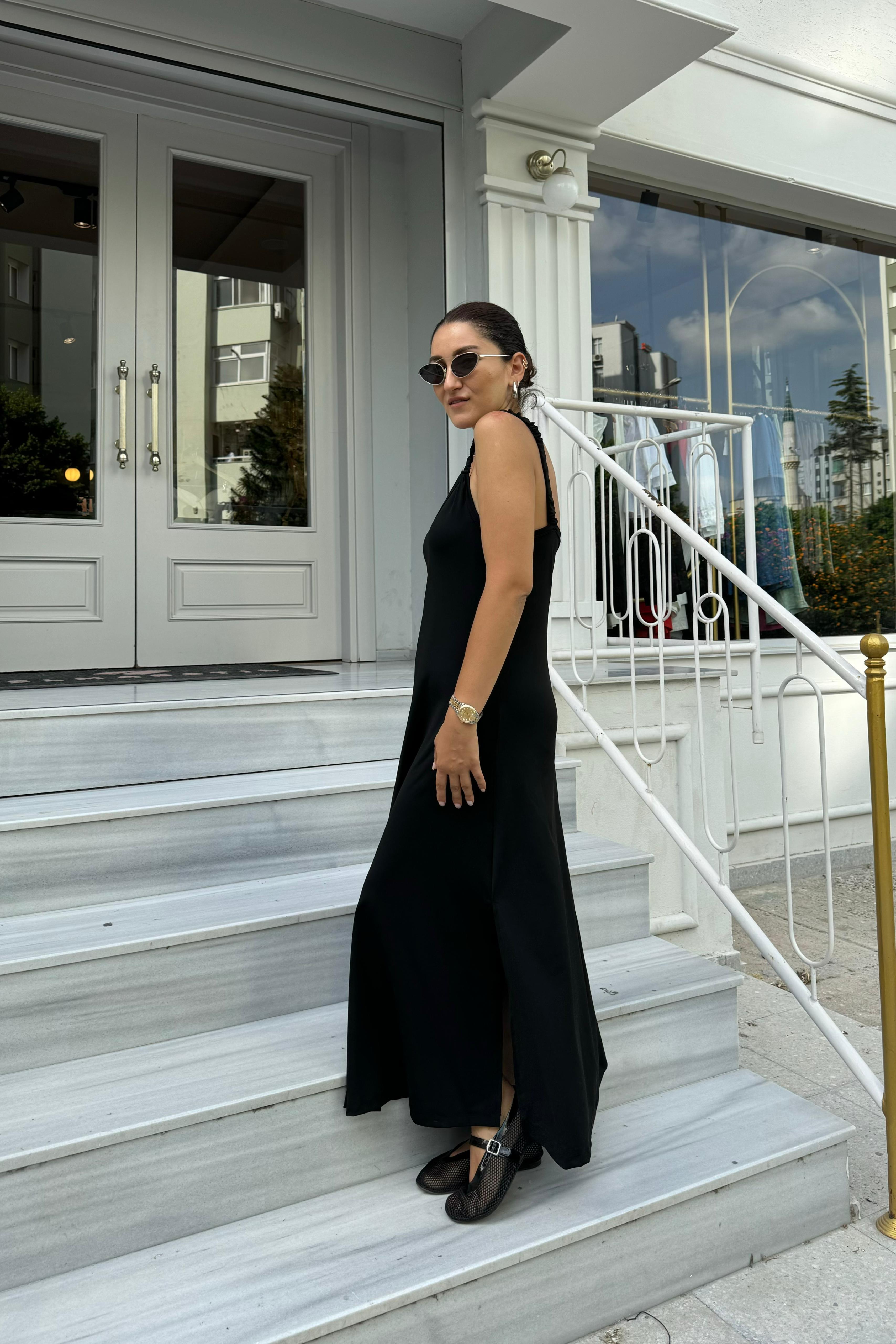 ASKILARI BÜZGÜLÜ ÇAN ELBİSE/22098