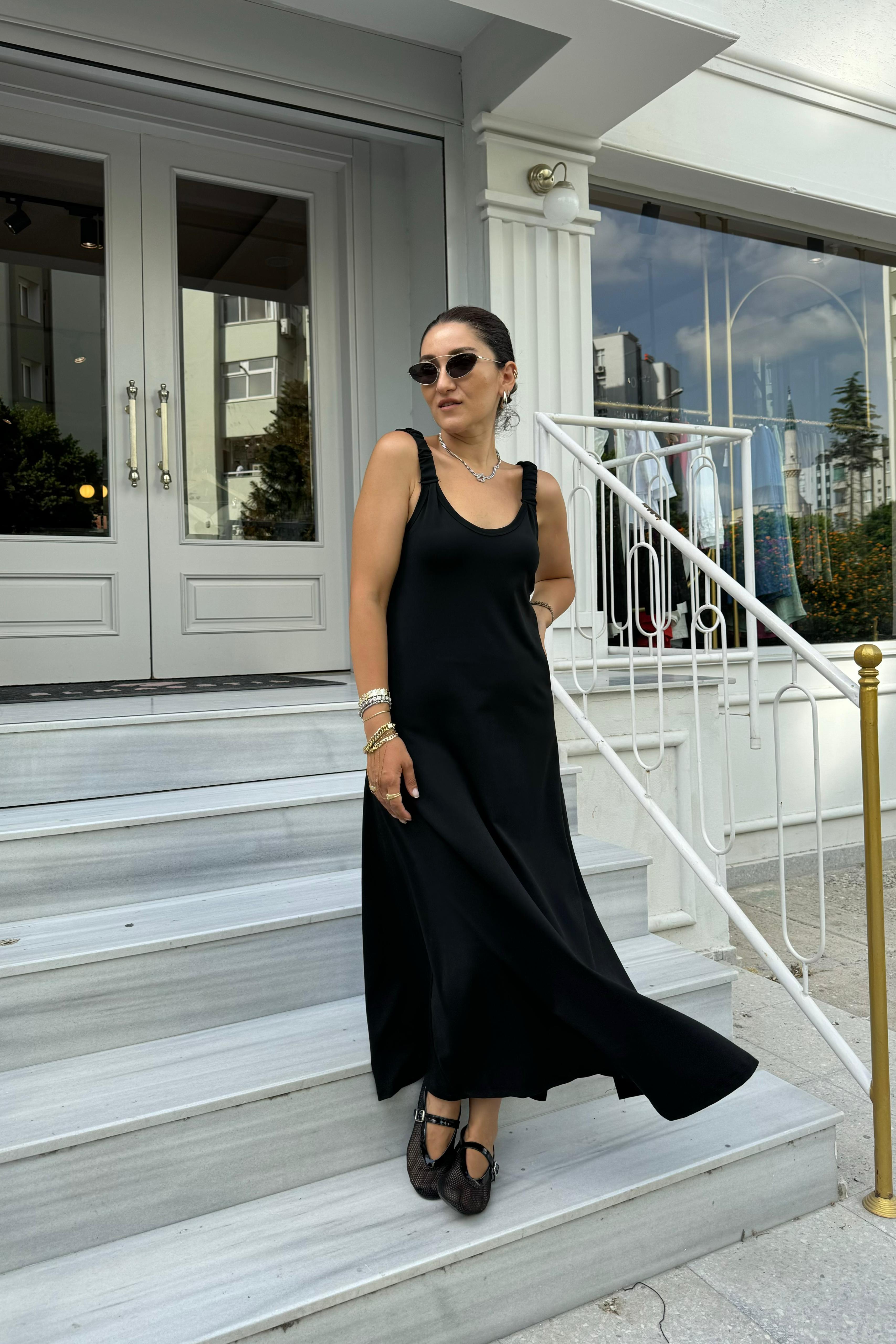 ASKILARI BÜZGÜLÜ ÇAN ELBİSE/22098