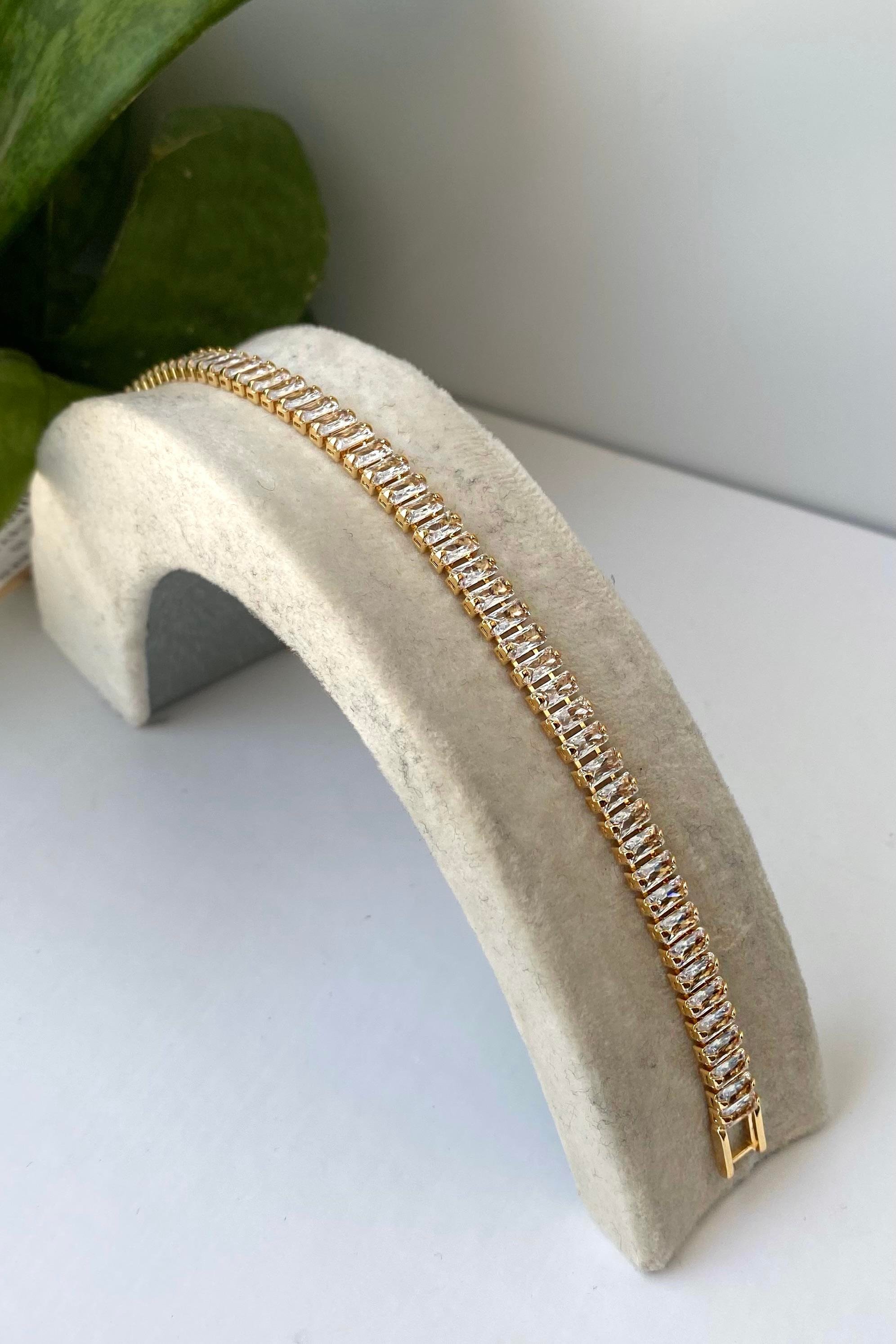 BAGET TAŞLI SU YOLU BİLEZİK 2CM