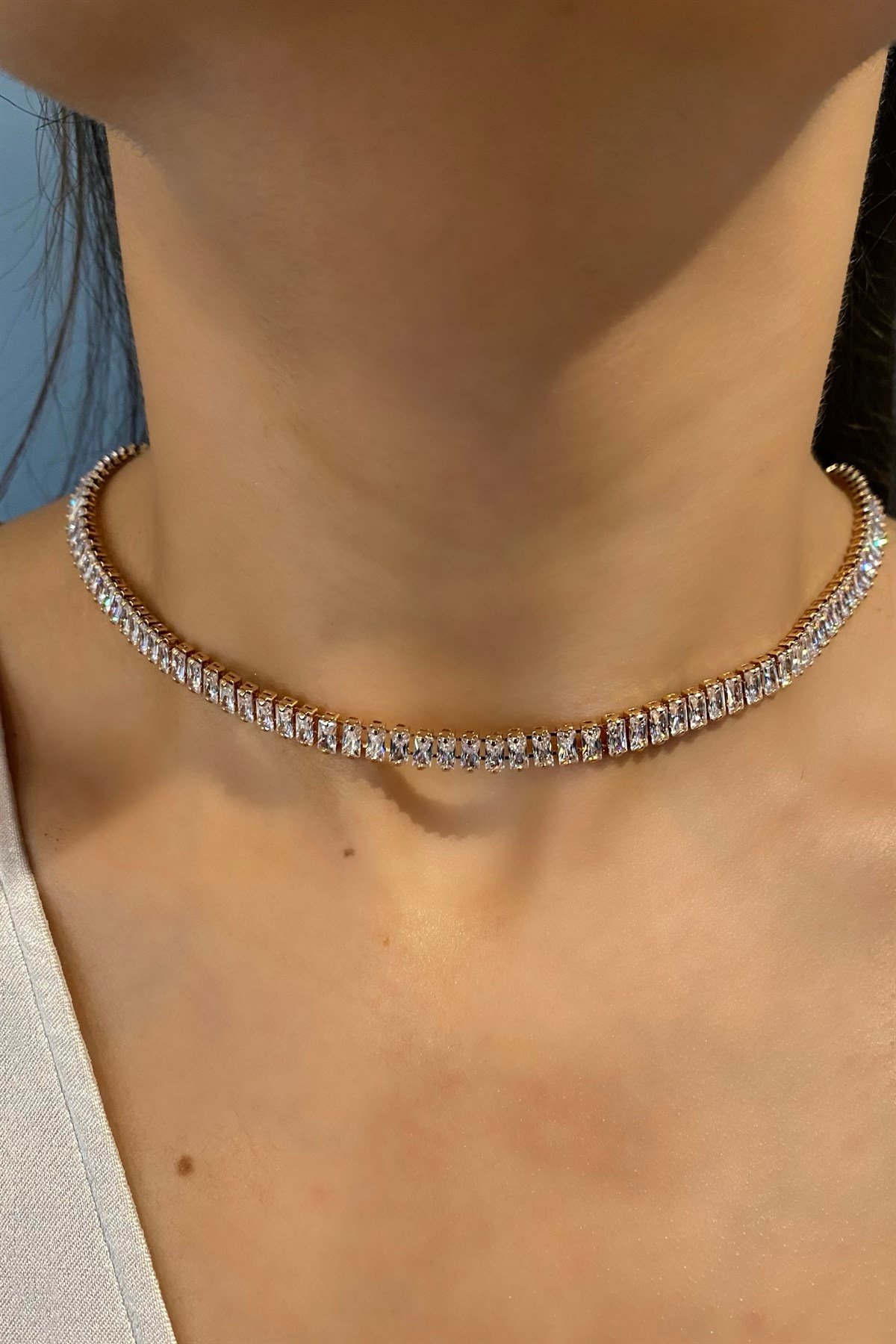 BAGET TAŞLI SU YOLU KOLYE 45cm