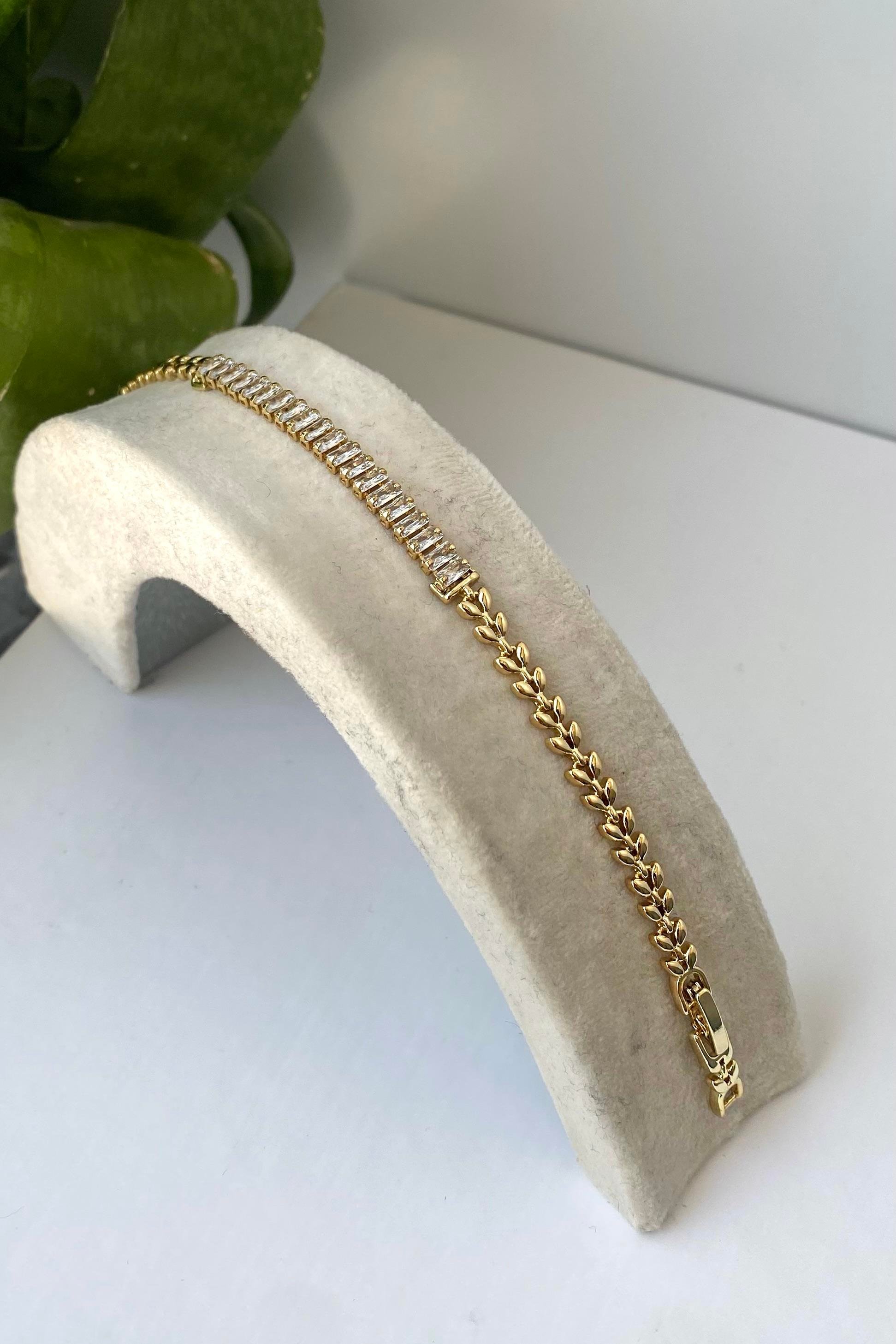 BAGET TAŞLI YAPRAK BİLEZİK