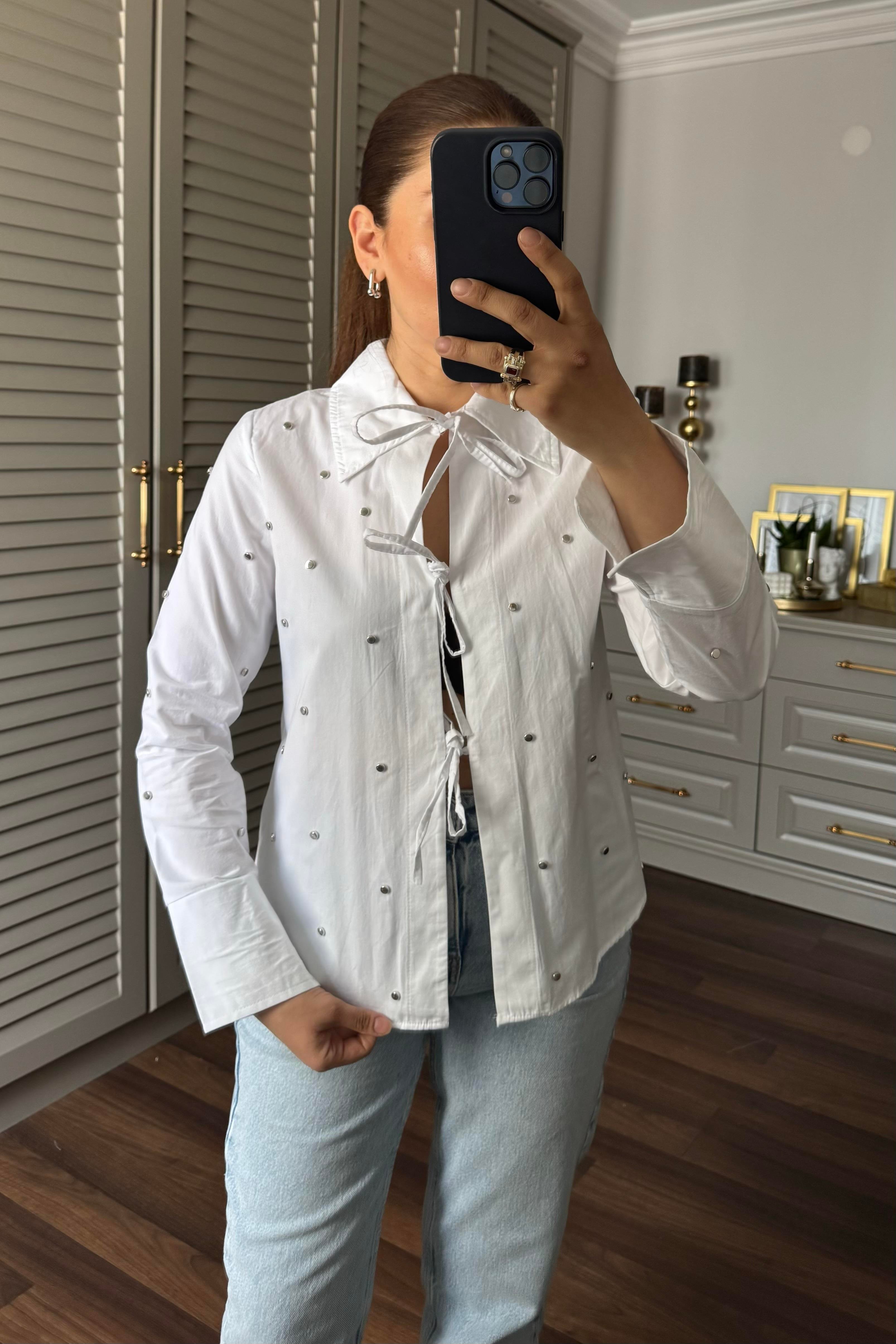 BAĞLAMALI DROP ÇAKIMI GÖMLEK/36007