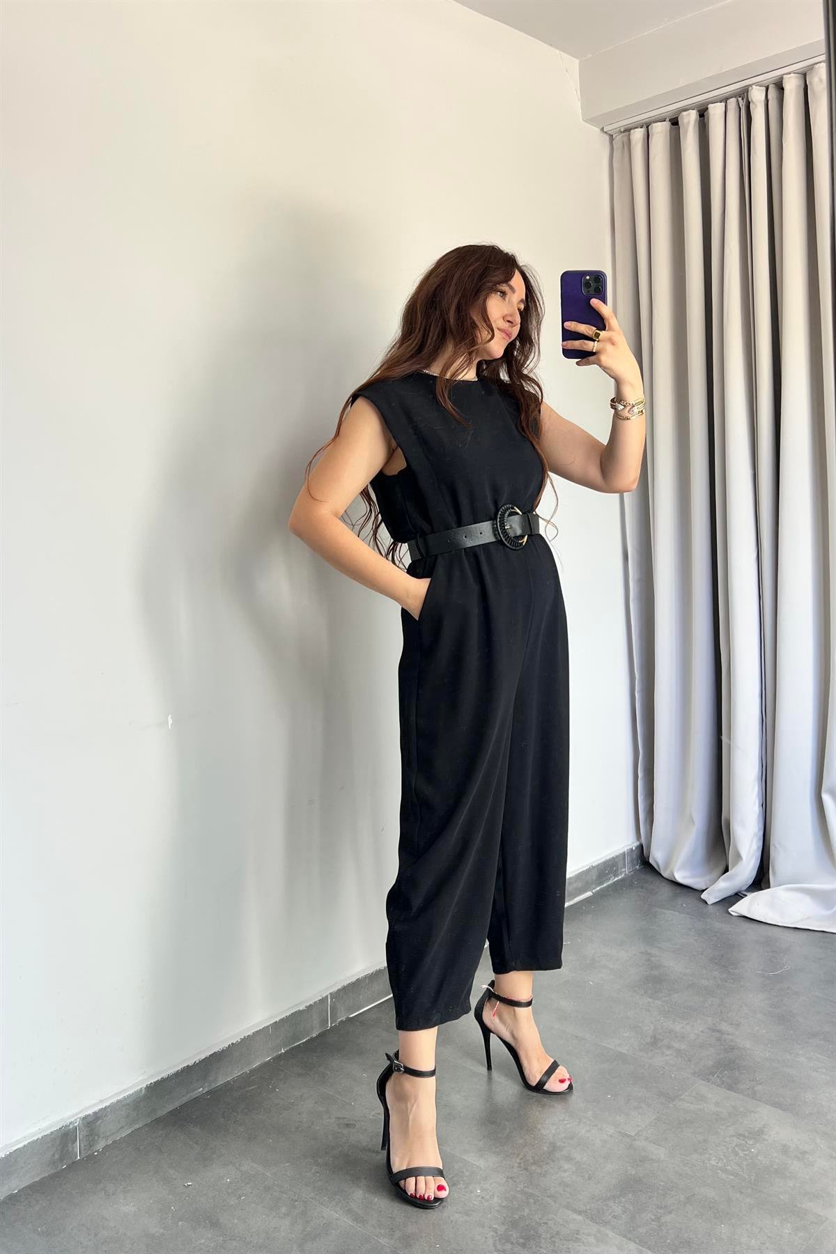 BELİ LASTİKLİ KETEN TULUM /50851