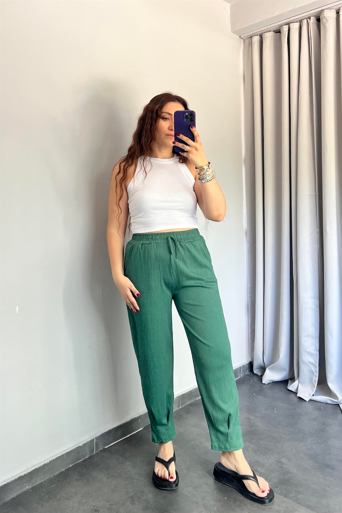 BELİ LASTİKLİ RAŞEL KUMAŞ PANTOLON
