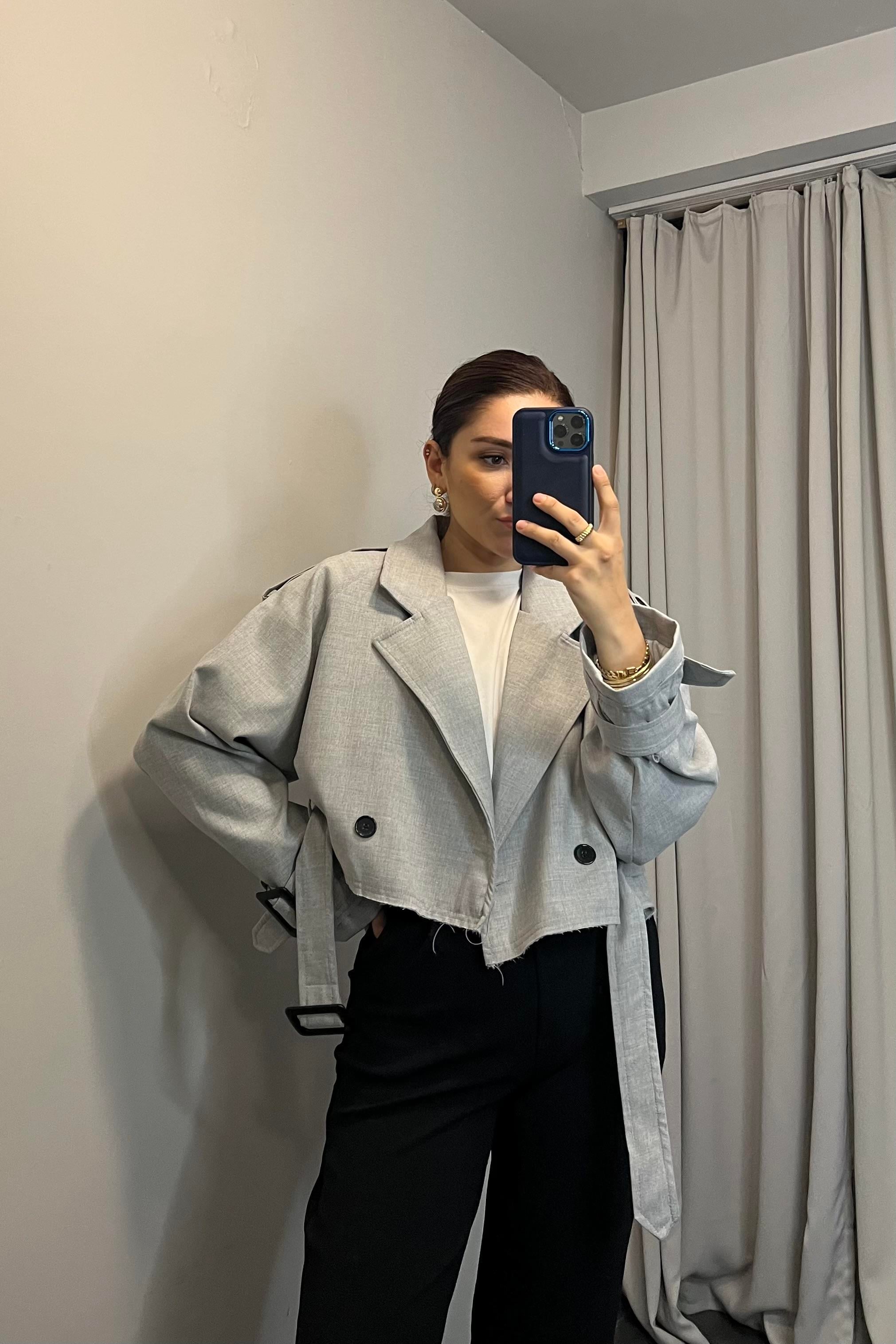 BELİ VE KOLLARI KEMERLİ CEKET/9306
