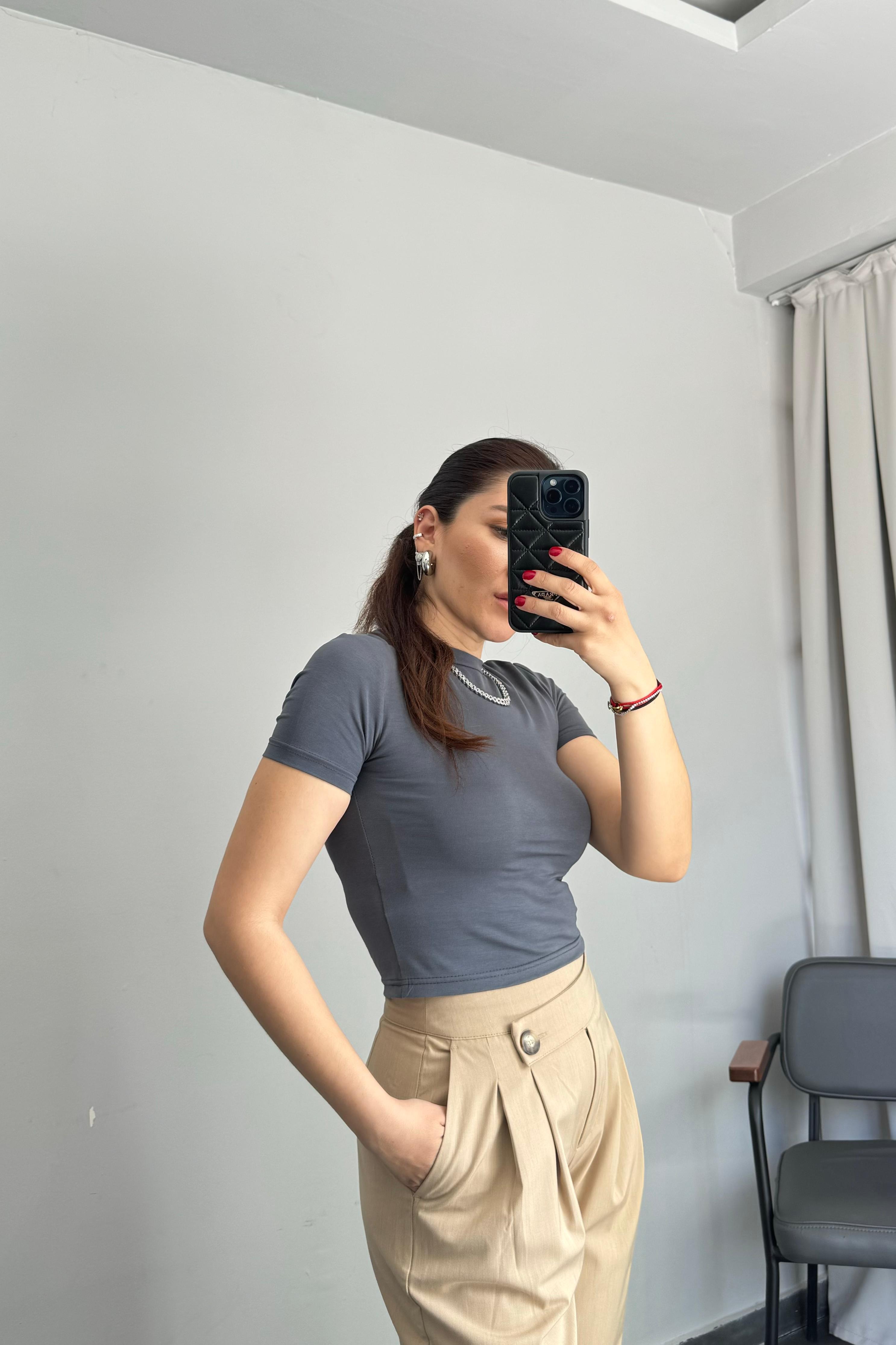 BİSİKLET YAKA BASIC CROP/1241