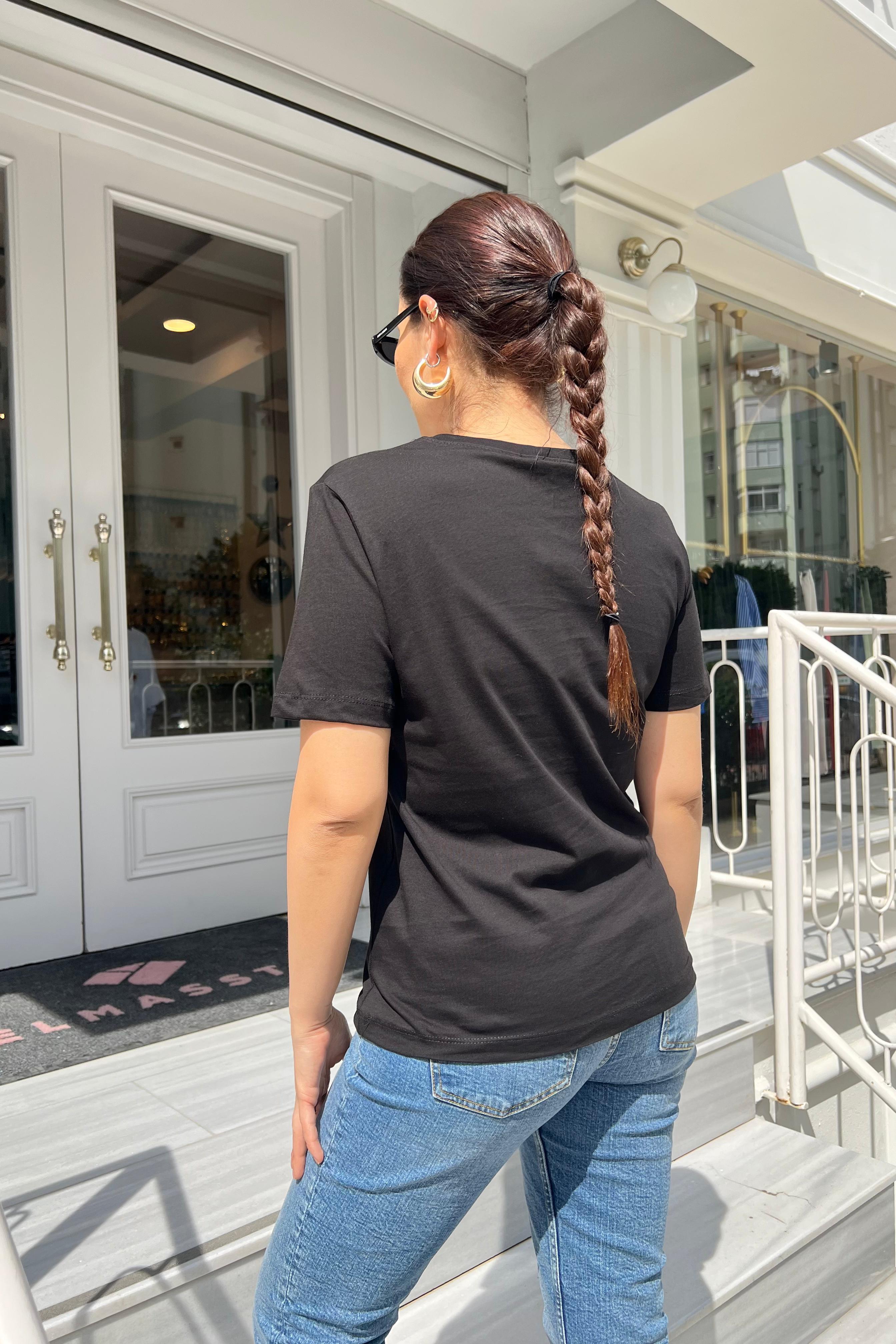 BÜSTİYER TAŞ DETAYLI T-SHIRT /4746