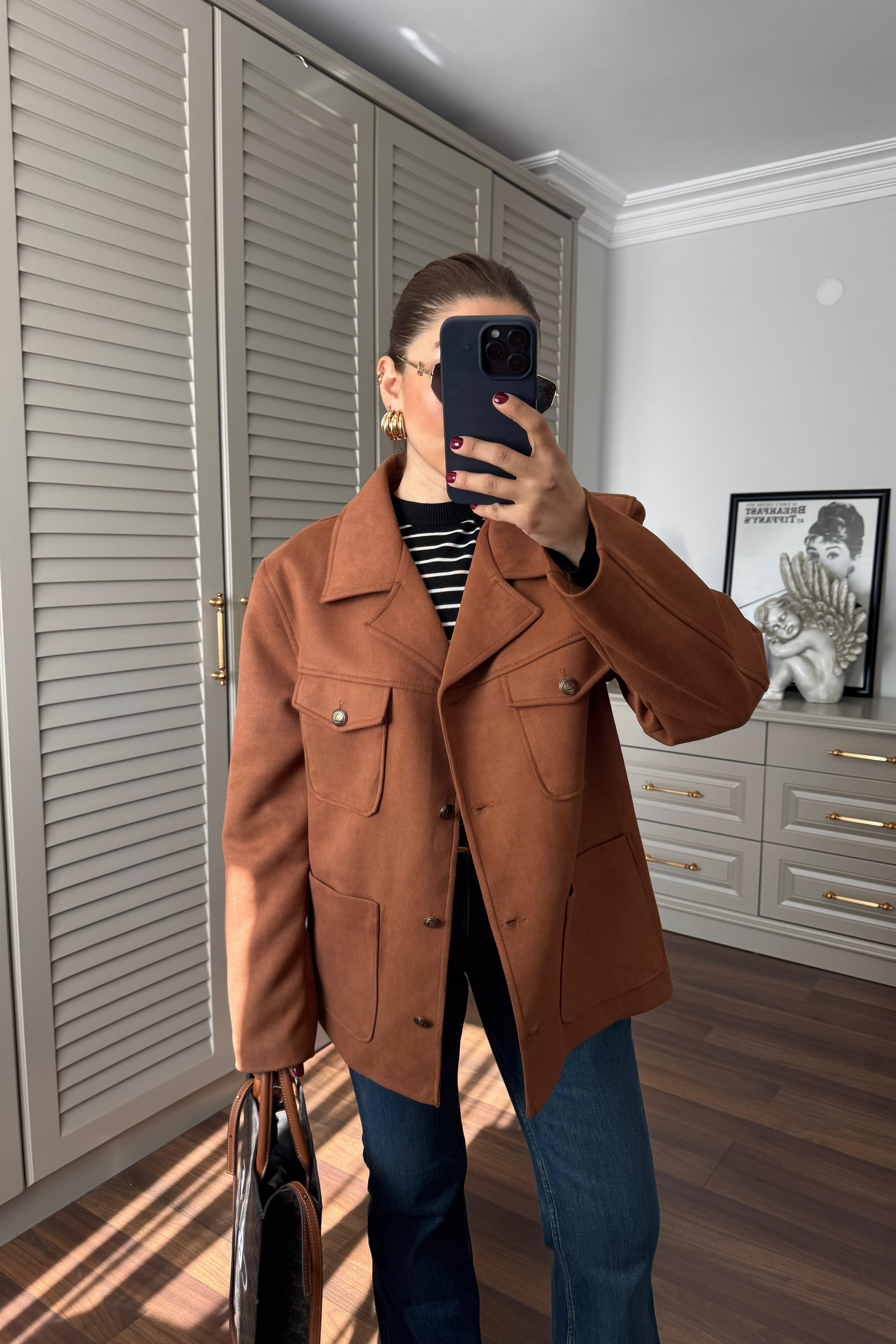 CEP DETAYLI SÜET CEKET