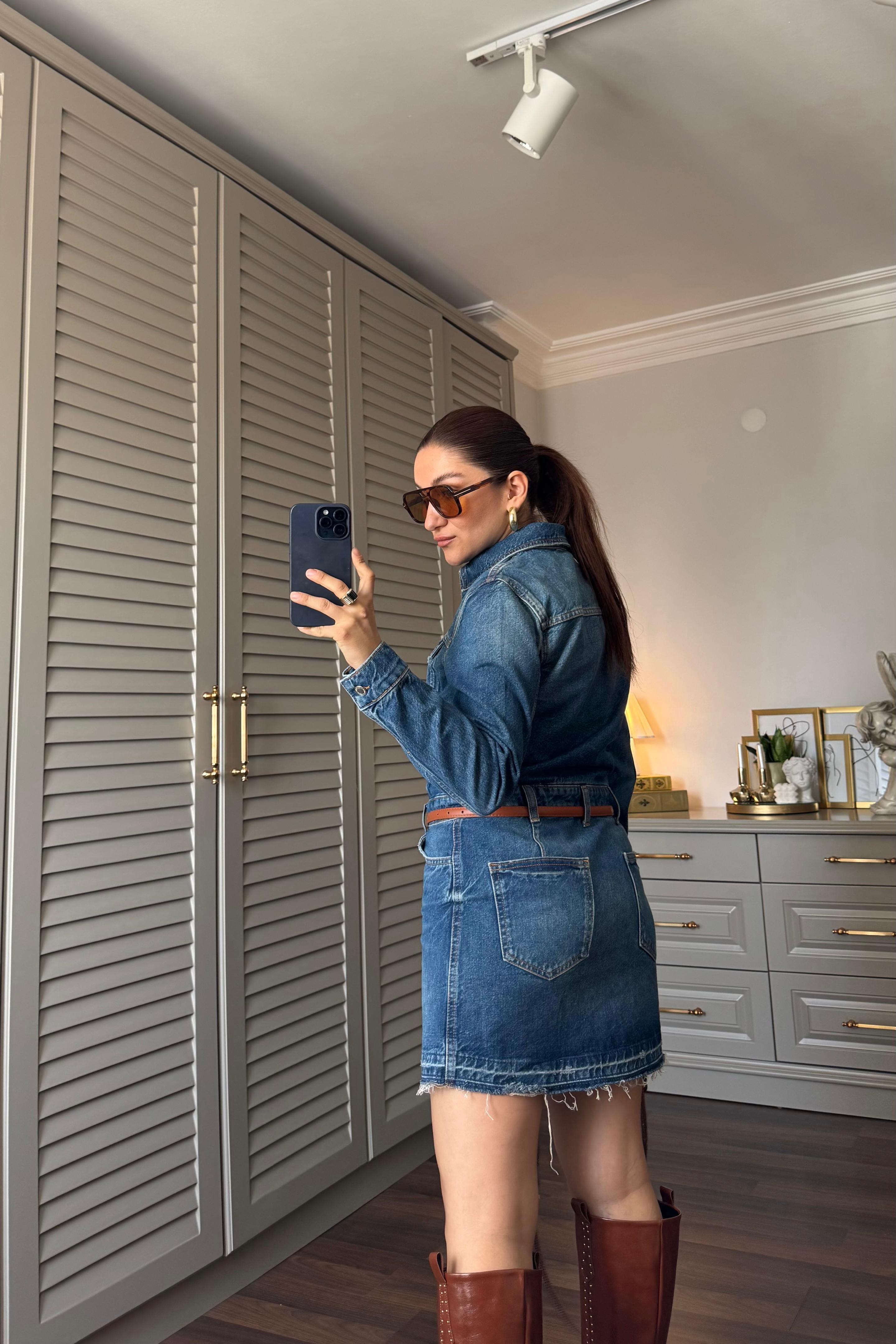 CEPLİ DENİM ELBİSE ZR