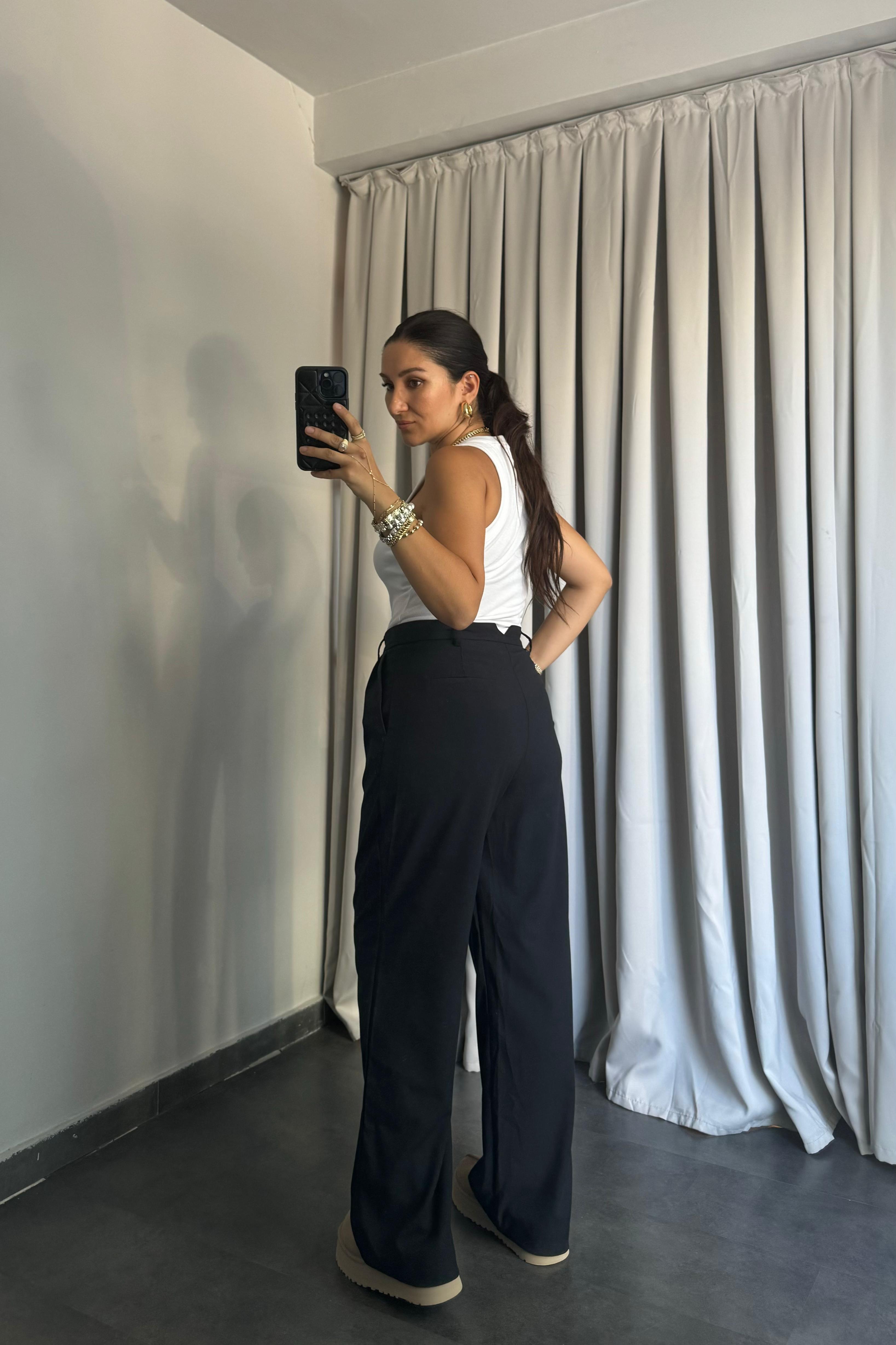 ÇİFT PİLE BELİ V PALAZZO PANTOLON