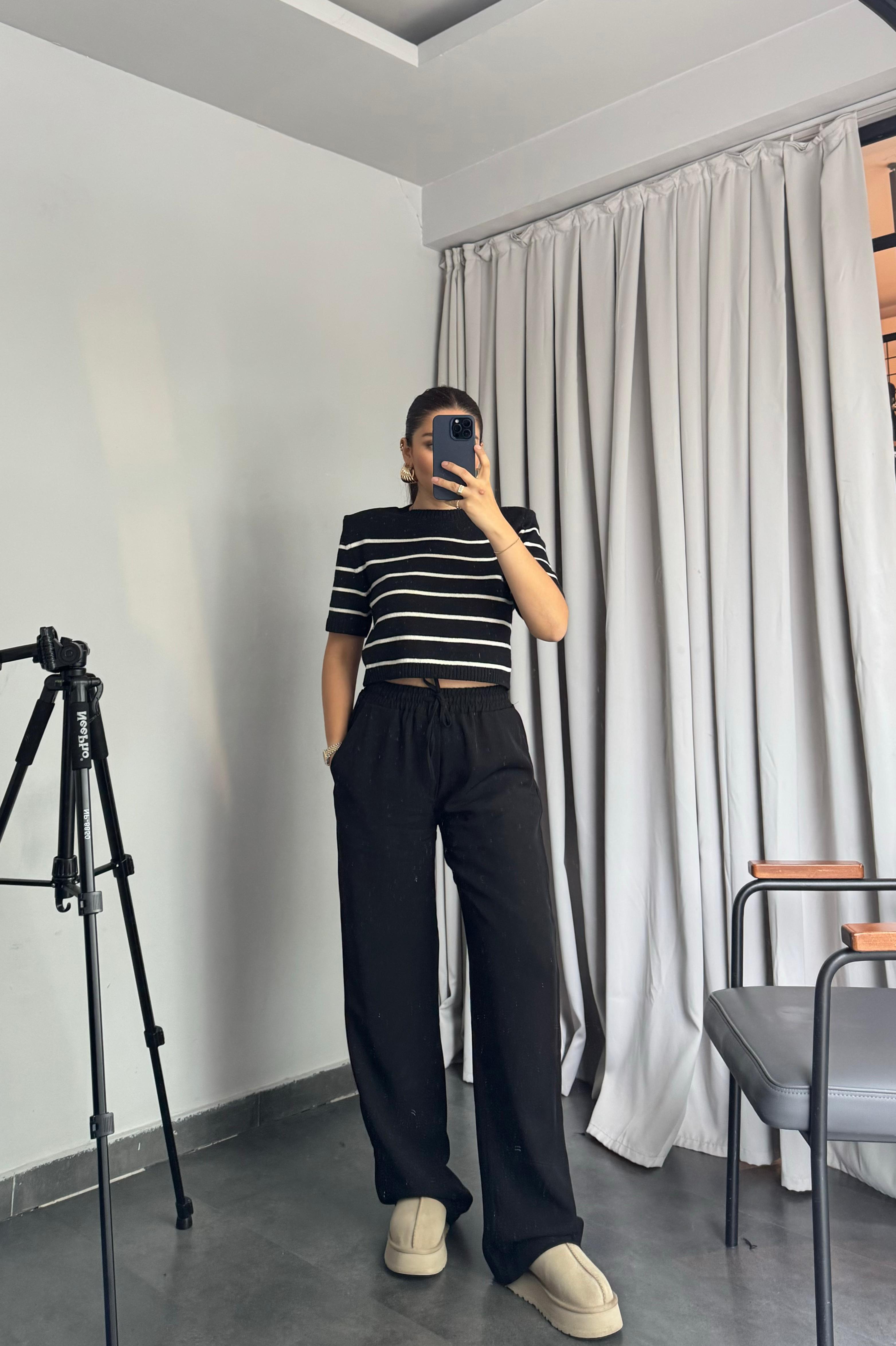 ÇİZGİLİ H&M CROP KAZAK