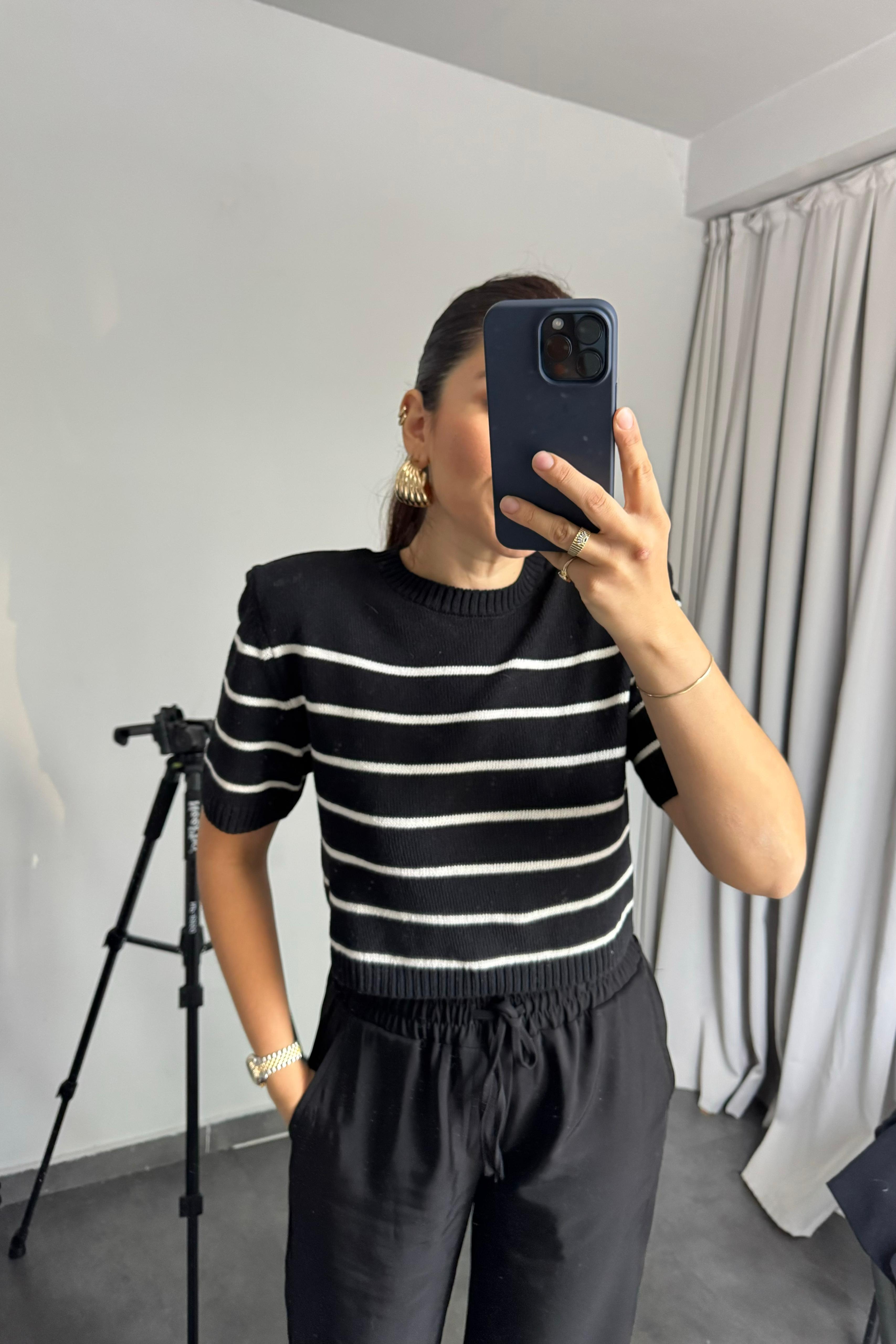 ÇİZGİLİ H&M CROP KAZAK