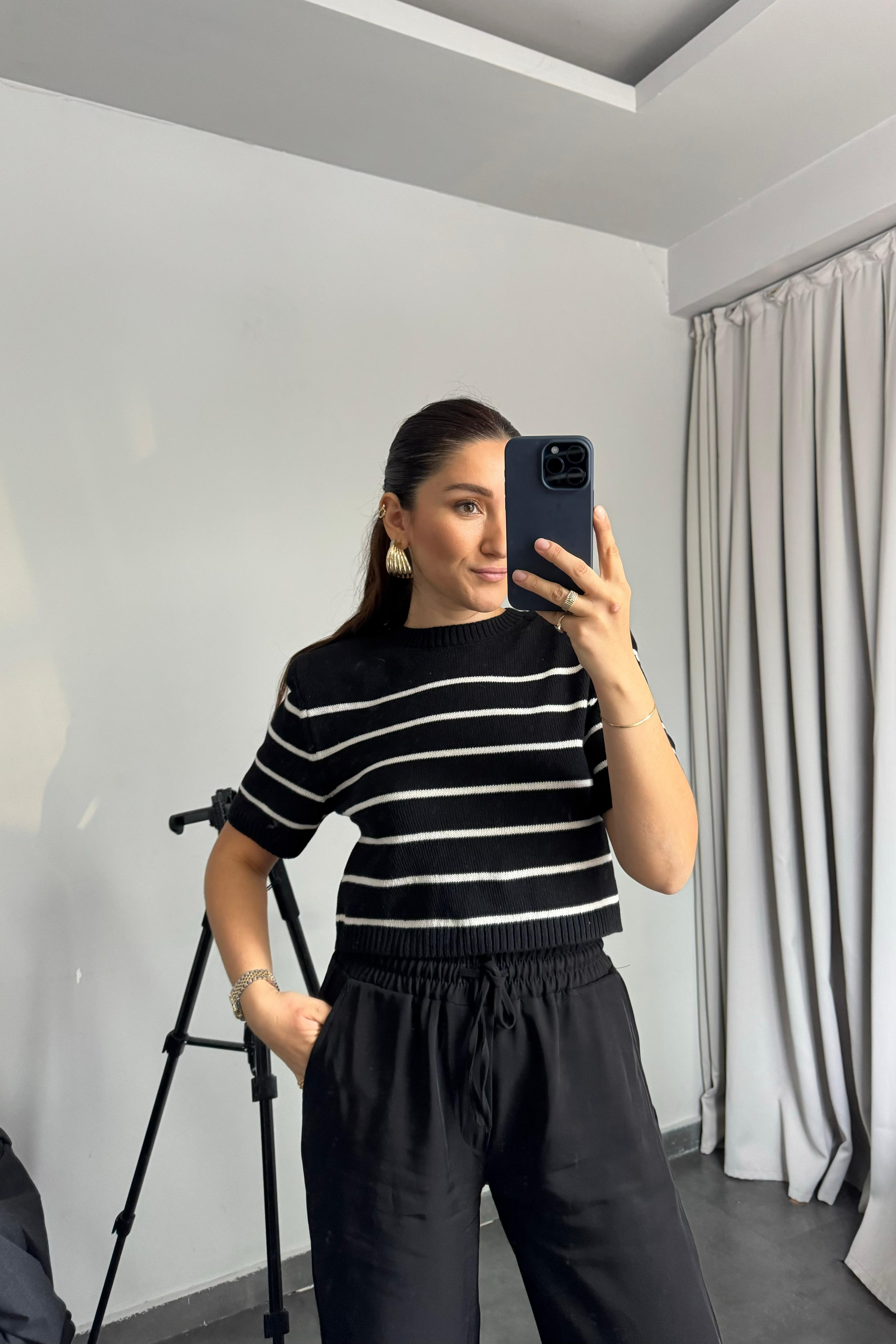 ÇİZGİLİ H&M CROP KAZAK