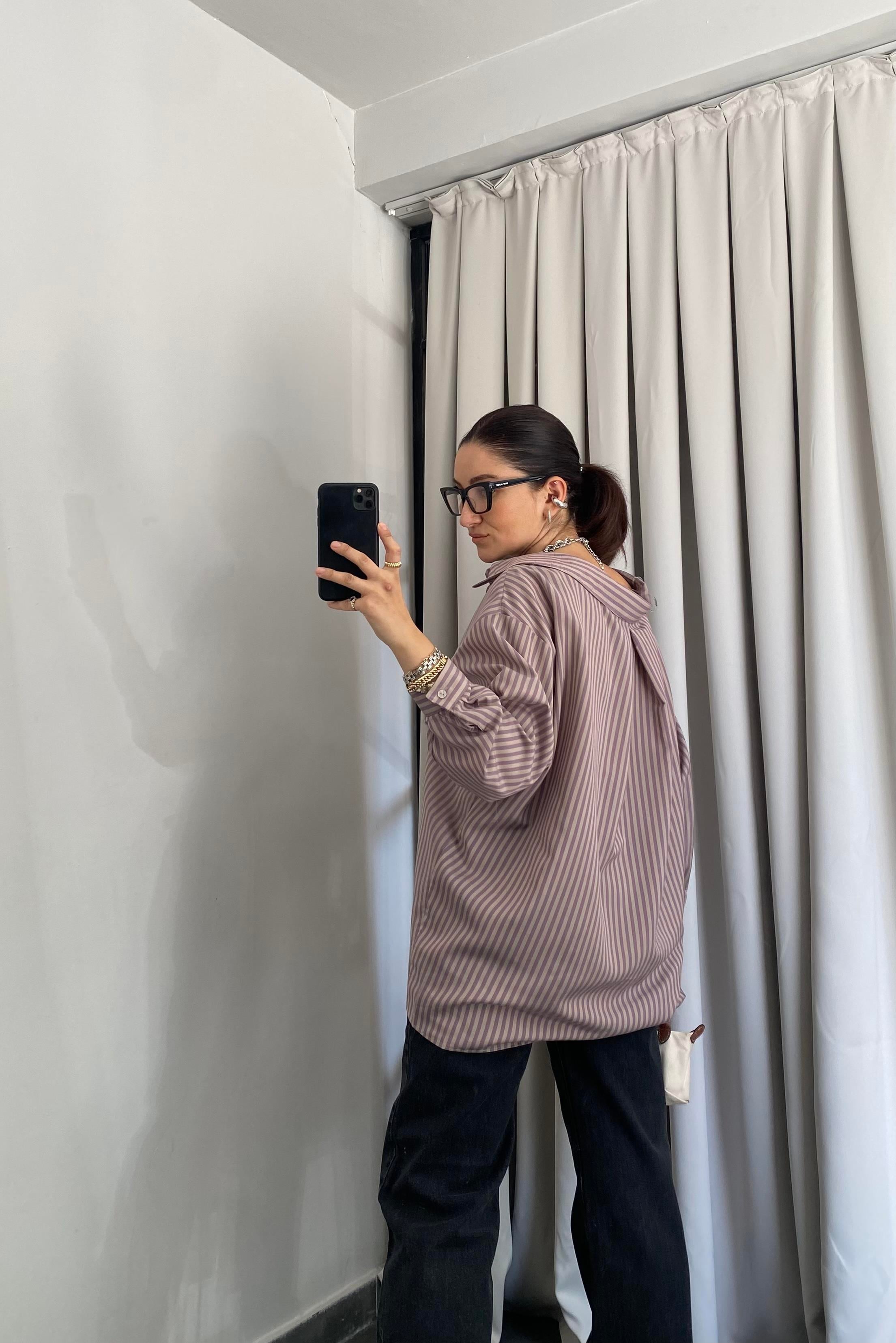 ÇİZGİLİ OVERSIZE GÖMLEK / 4940