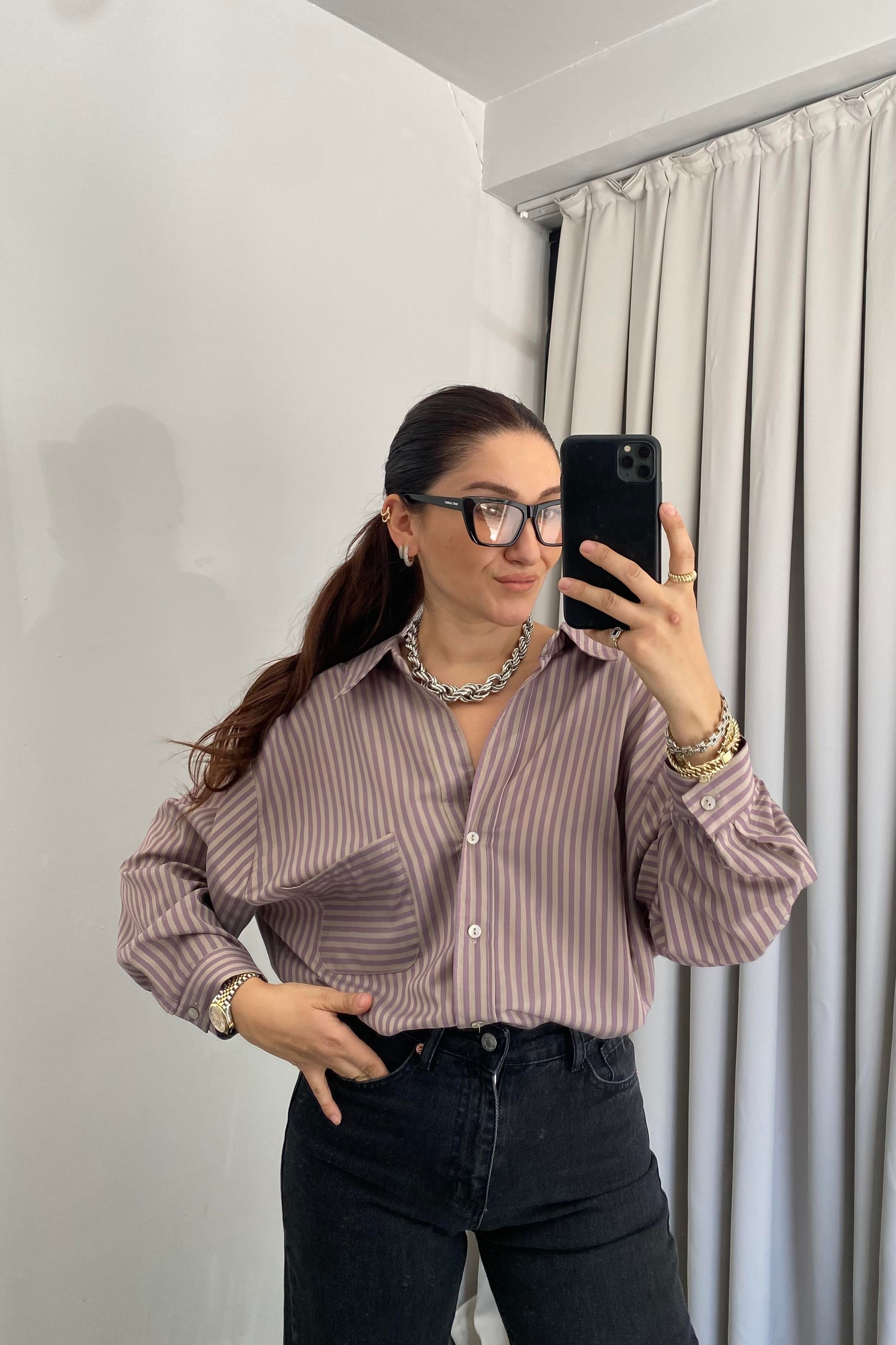 ÇİZGİLİ OVERSIZE GÖMLEK / 4940