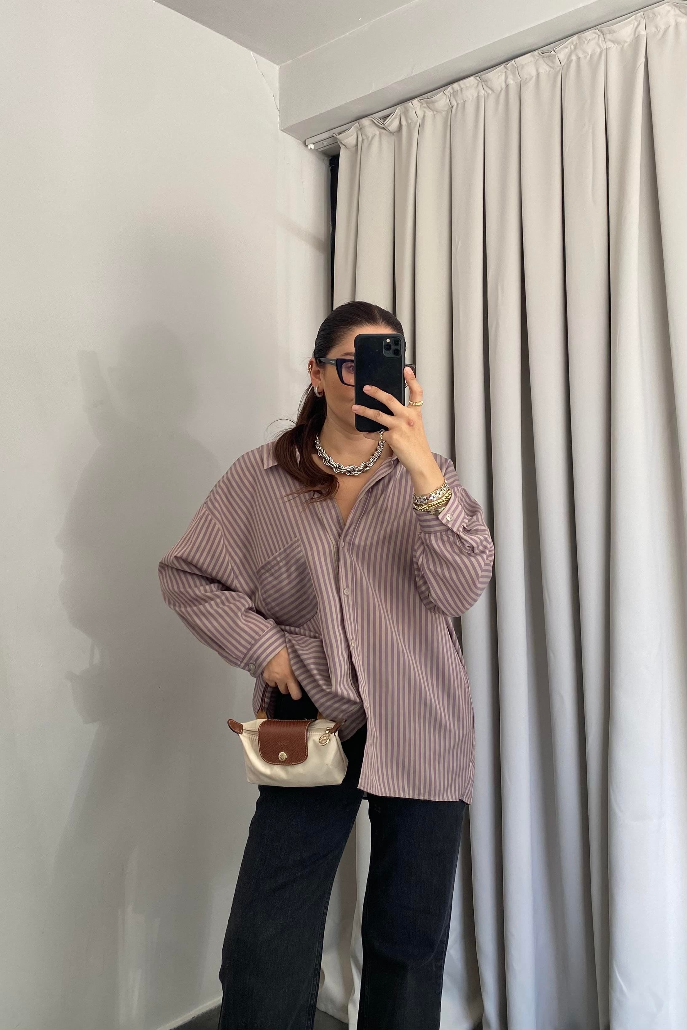 ÇİZGİLİ OVERSIZE GÖMLEK / 4940