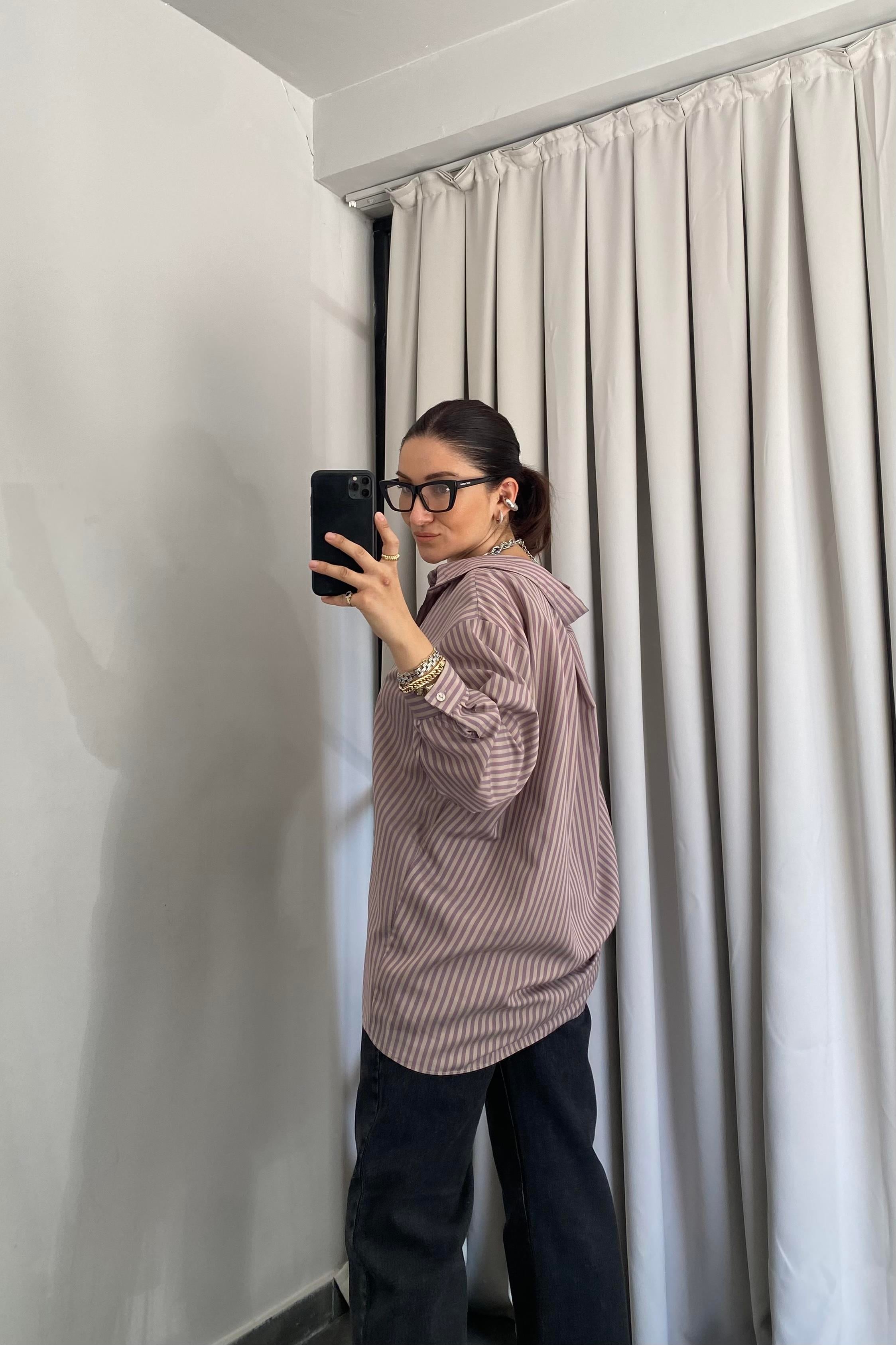 ÇİZGİLİ OVERSIZE GÖMLEK / 4940