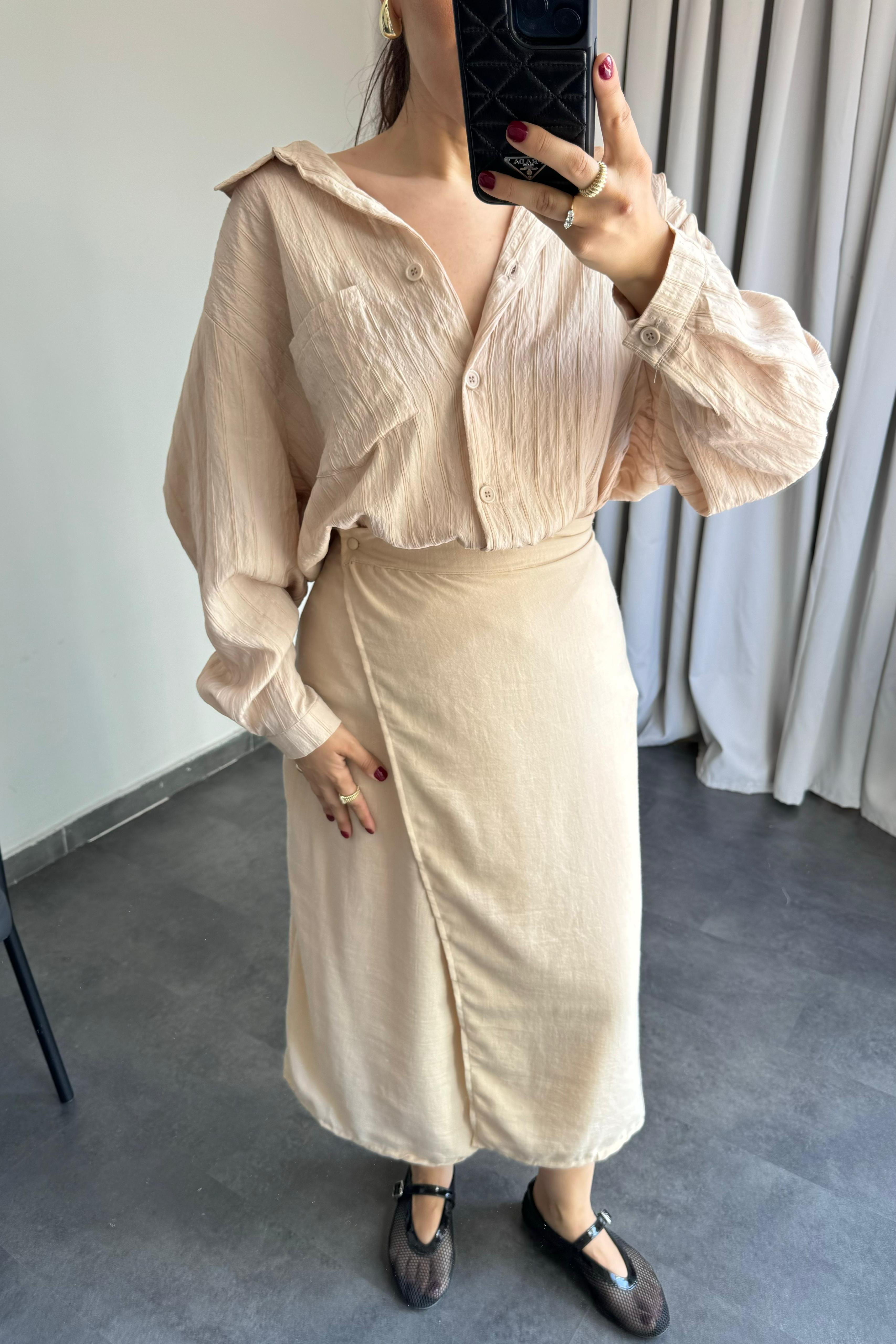 ÇİZGİLİ OVERSIZE GÖMLEK /58093