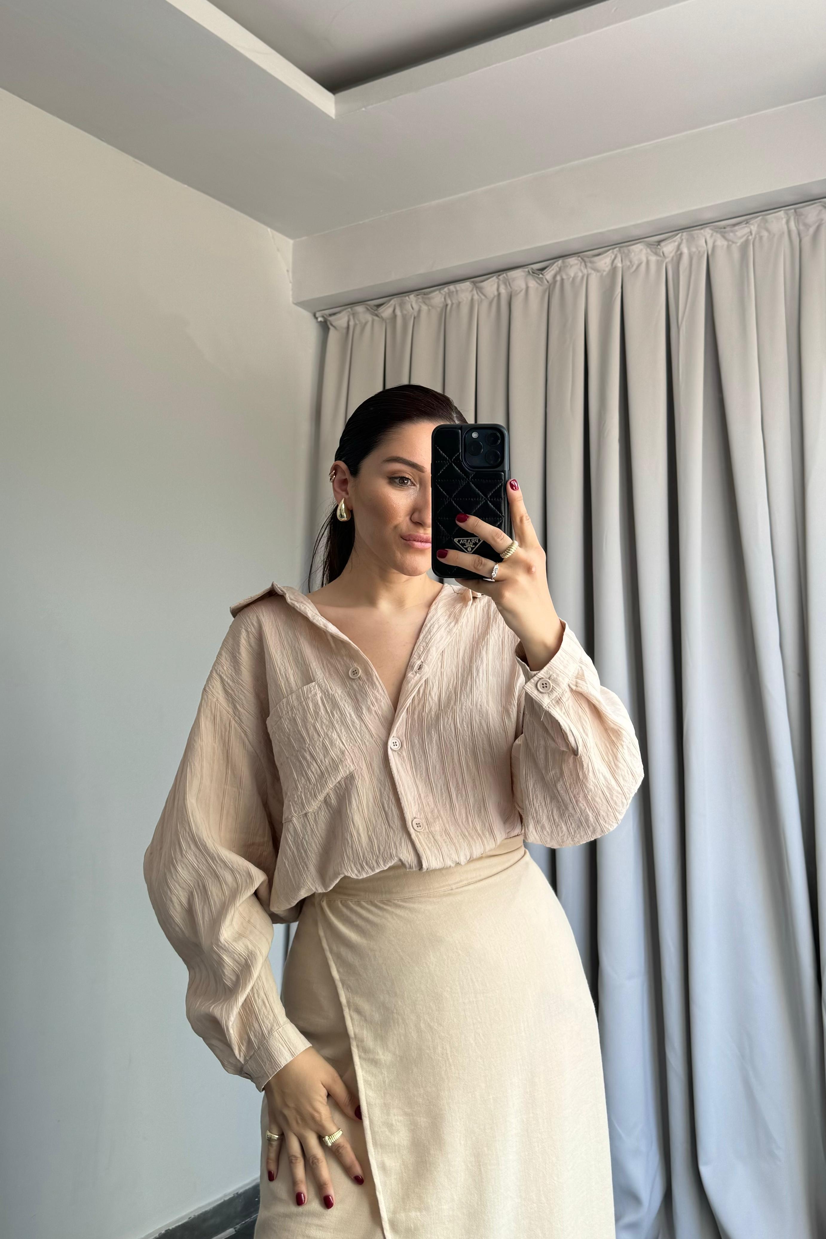 ÇİZGİLİ OVERSIZE GÖMLEK /58093