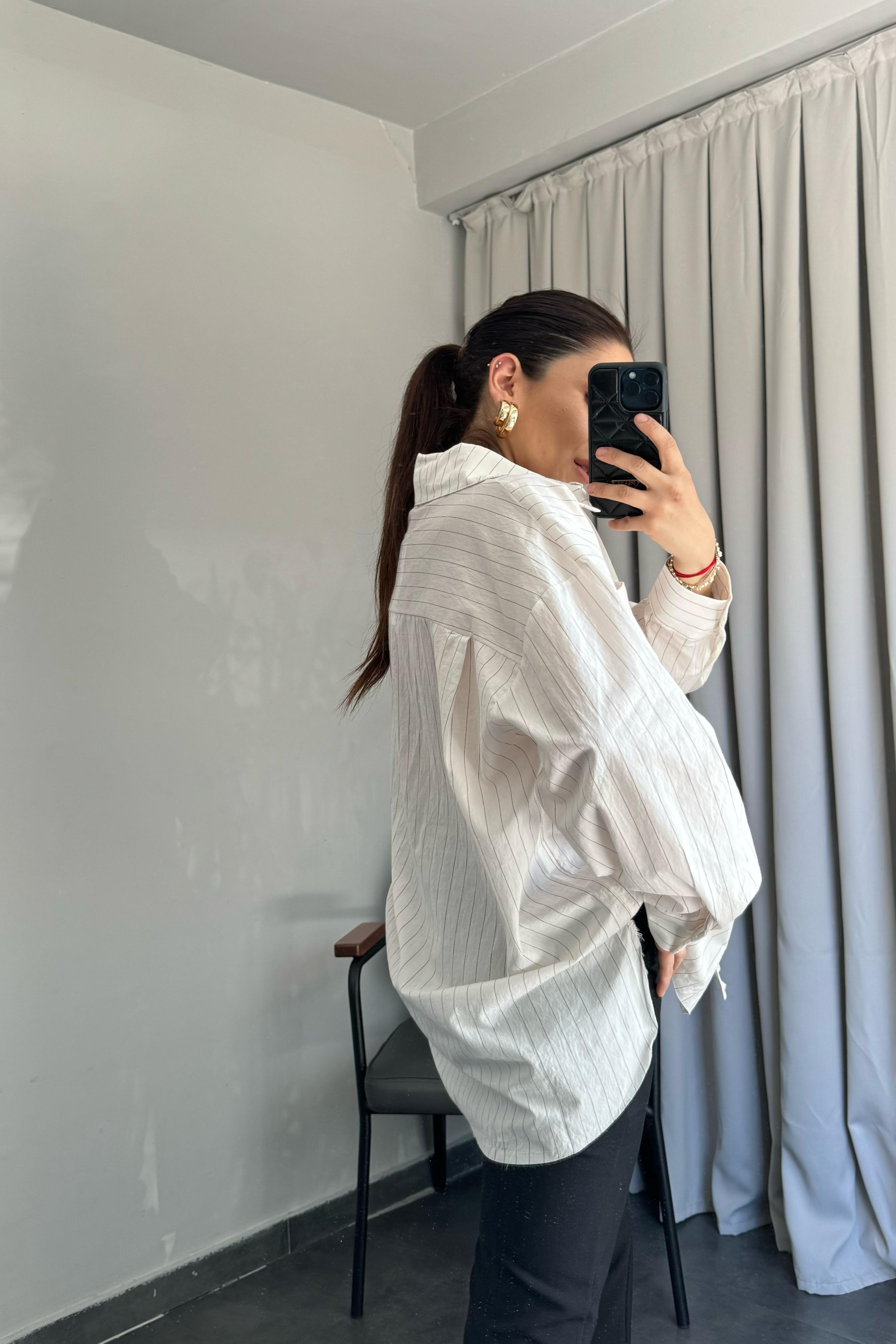 ÇİZGİLİ OVERSIZE PREMIUM GÖMLEK/4903