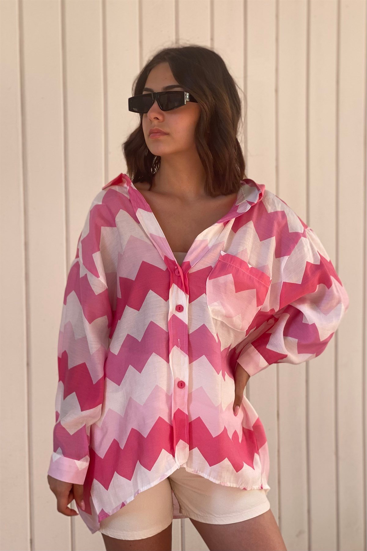 DESENLİ OVERSIZE GÖMLEK/4734
