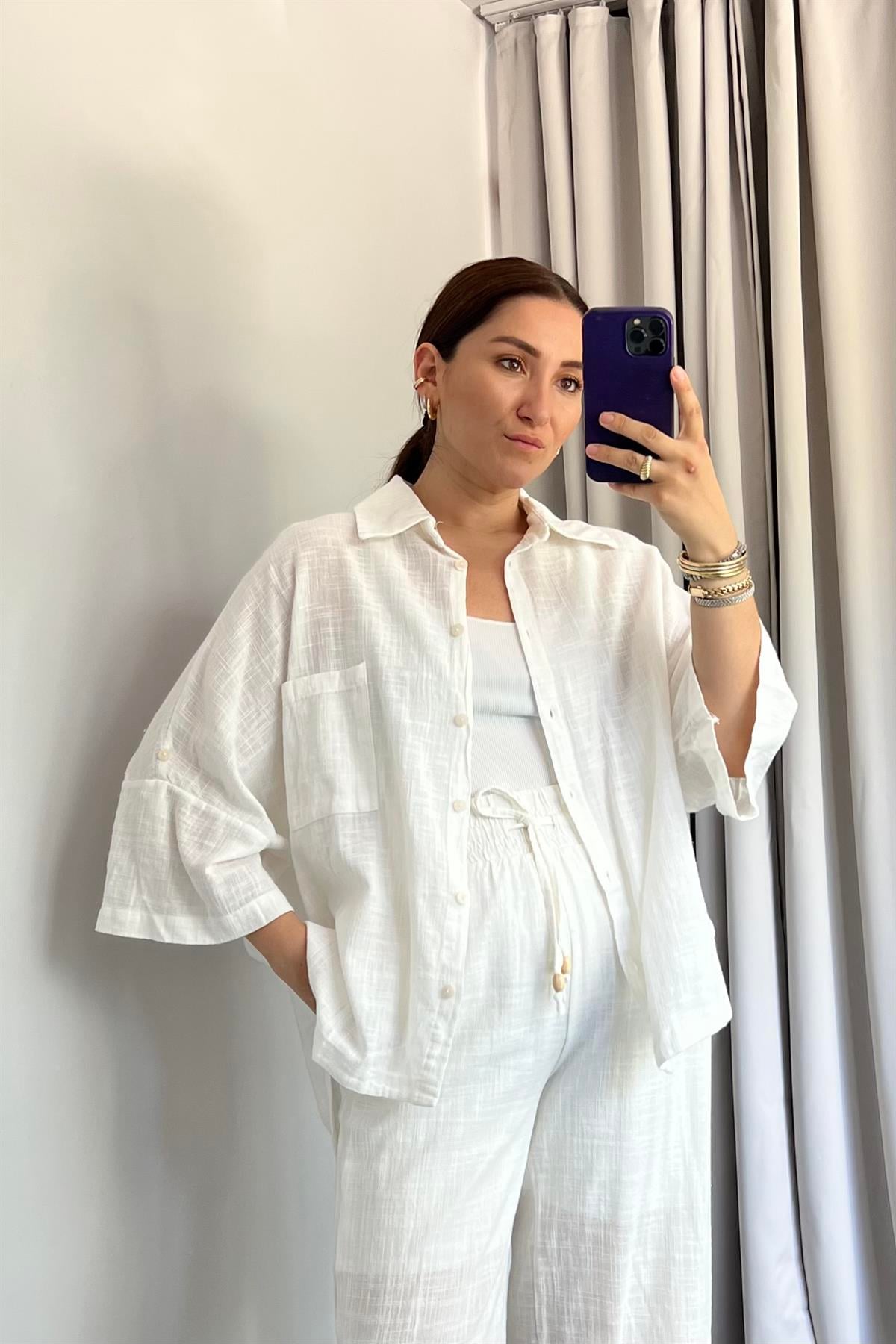 DÜŞÜK KOLLU OVERSIZE GÖMLEK/4715