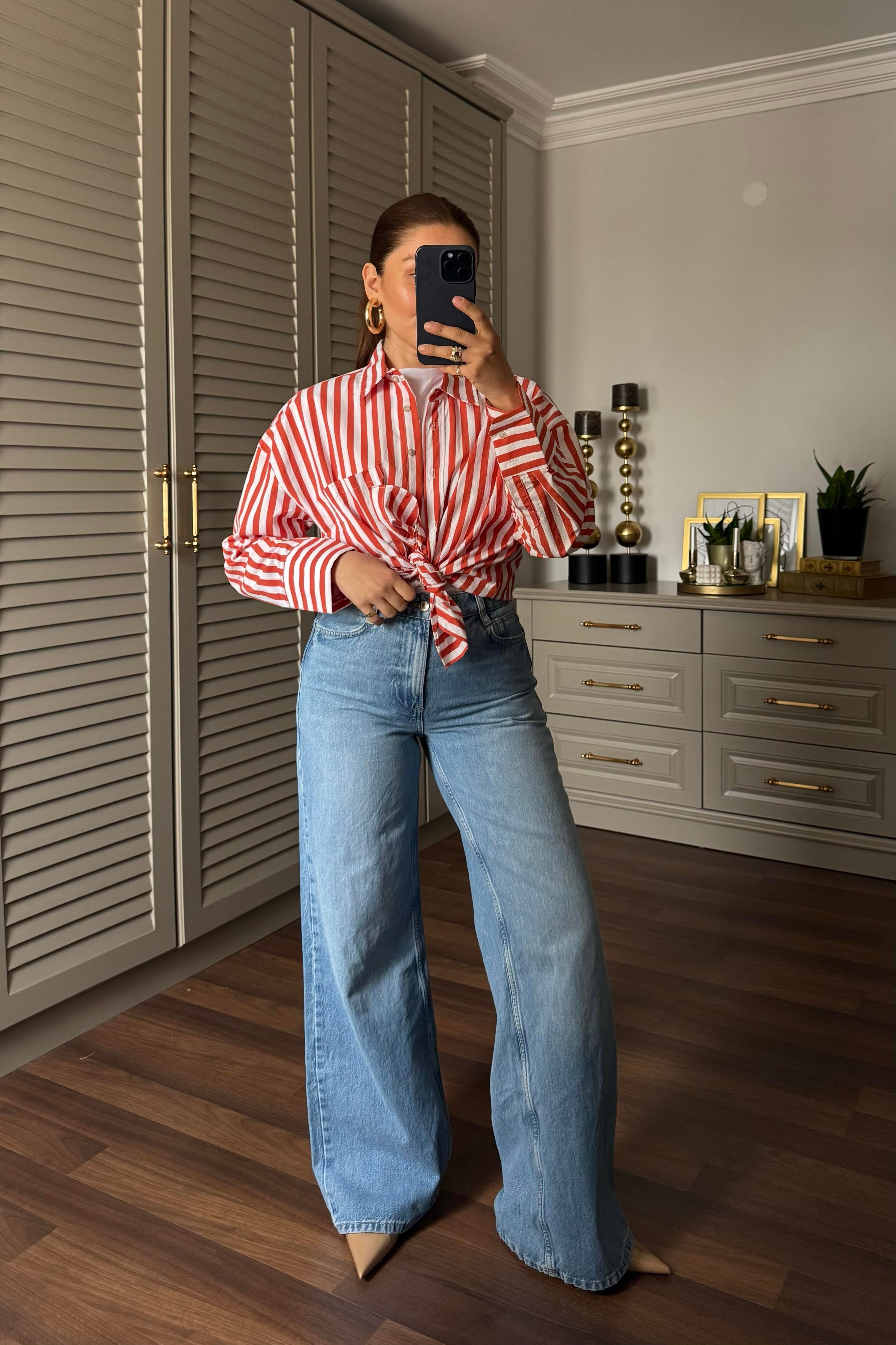 ERİK YÜKSEK BEL GENİŞ PAÇA JEAN