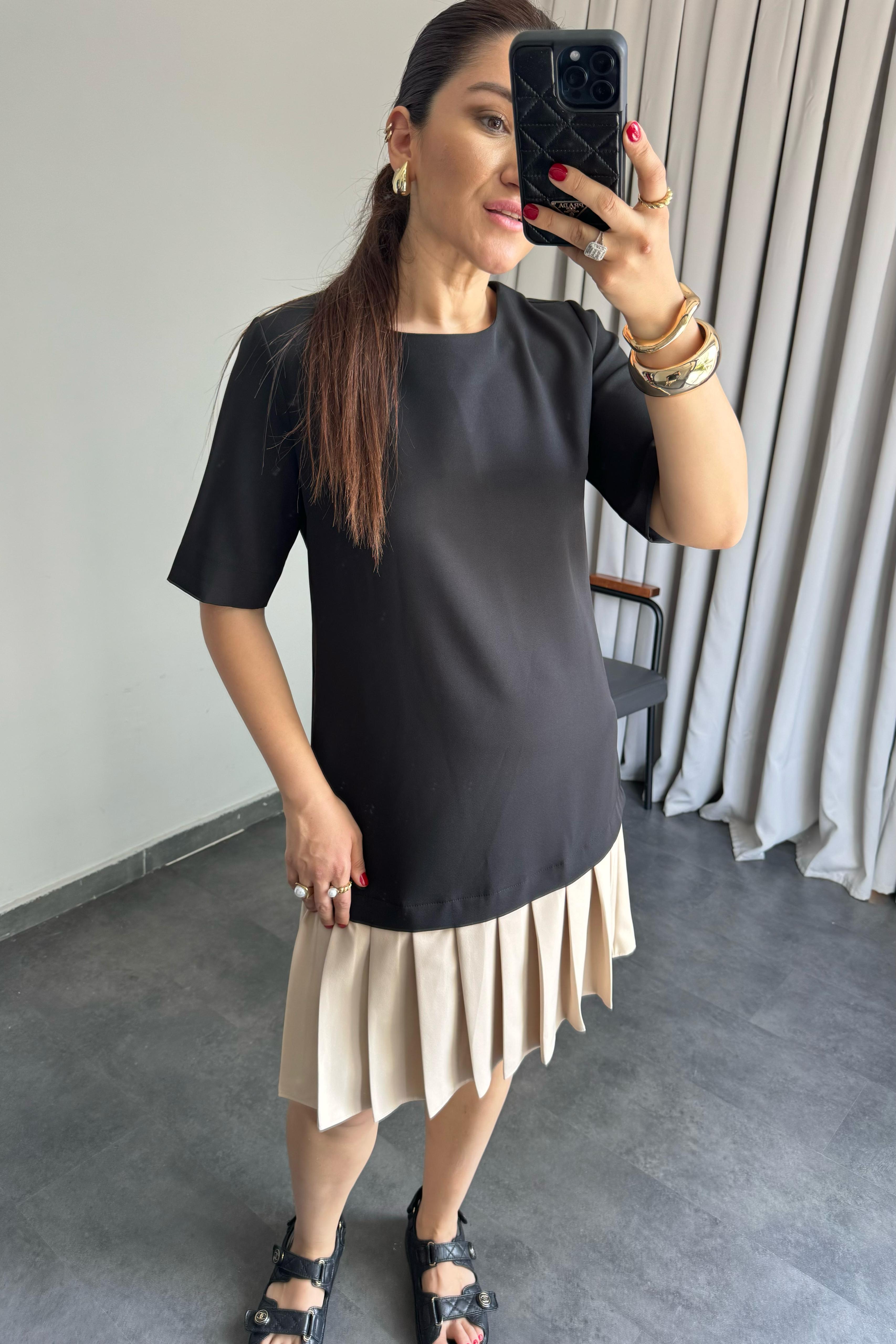 ETEK UCU PİLELİ ELBİSE /10575