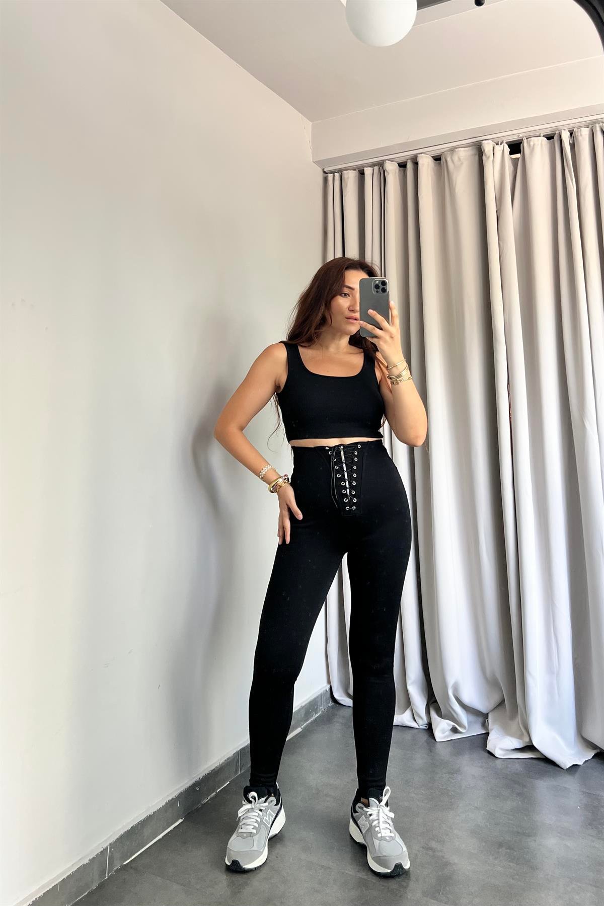 FERMUARLI ÖNÜ İP GEÇMELİ ÇELİK TAYT/3363