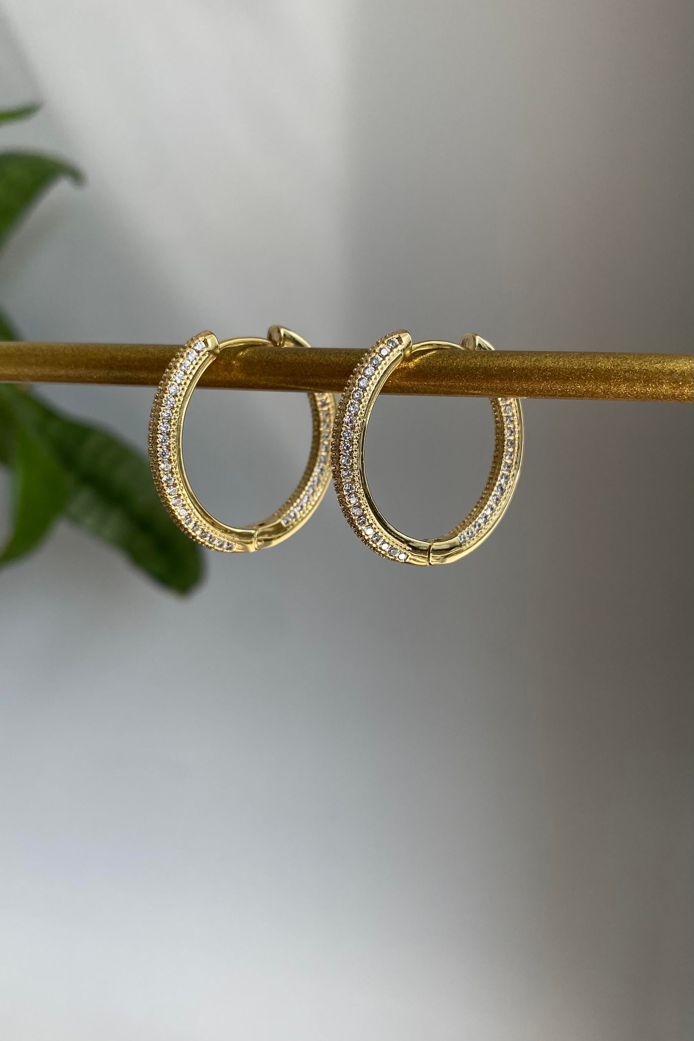 FULL ZİRKON TAŞLI HALKA KÜPE 2,5CM