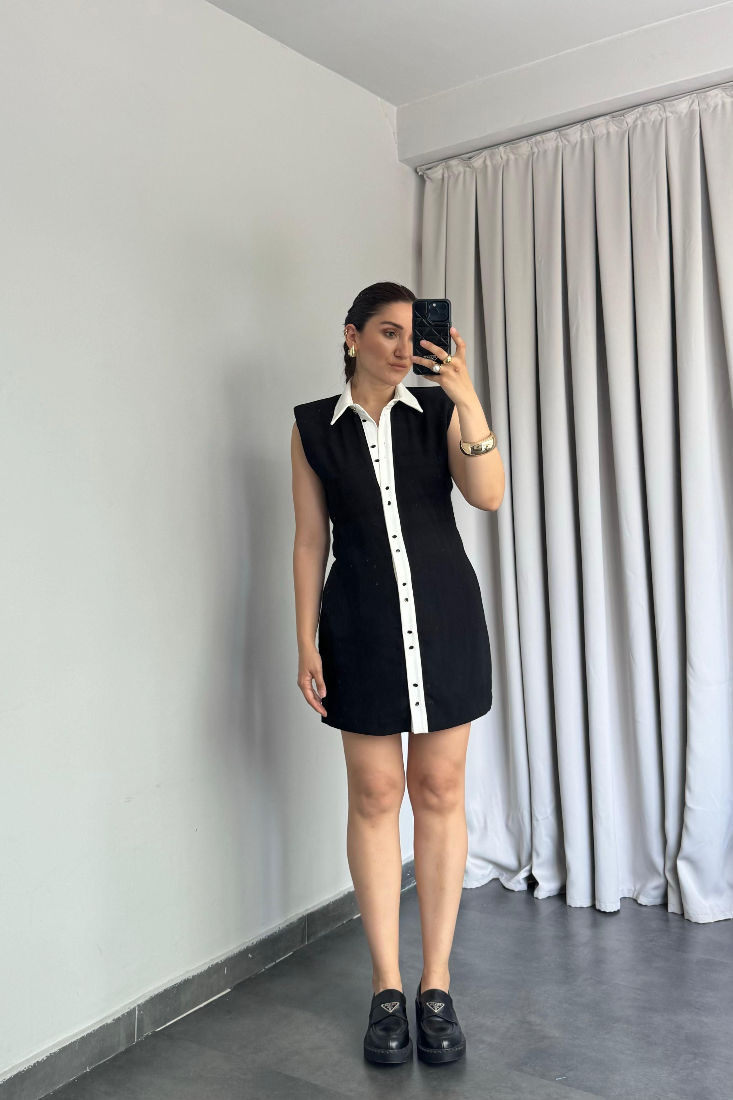 GÖMLEK YAKA VATKALI ELBİSE